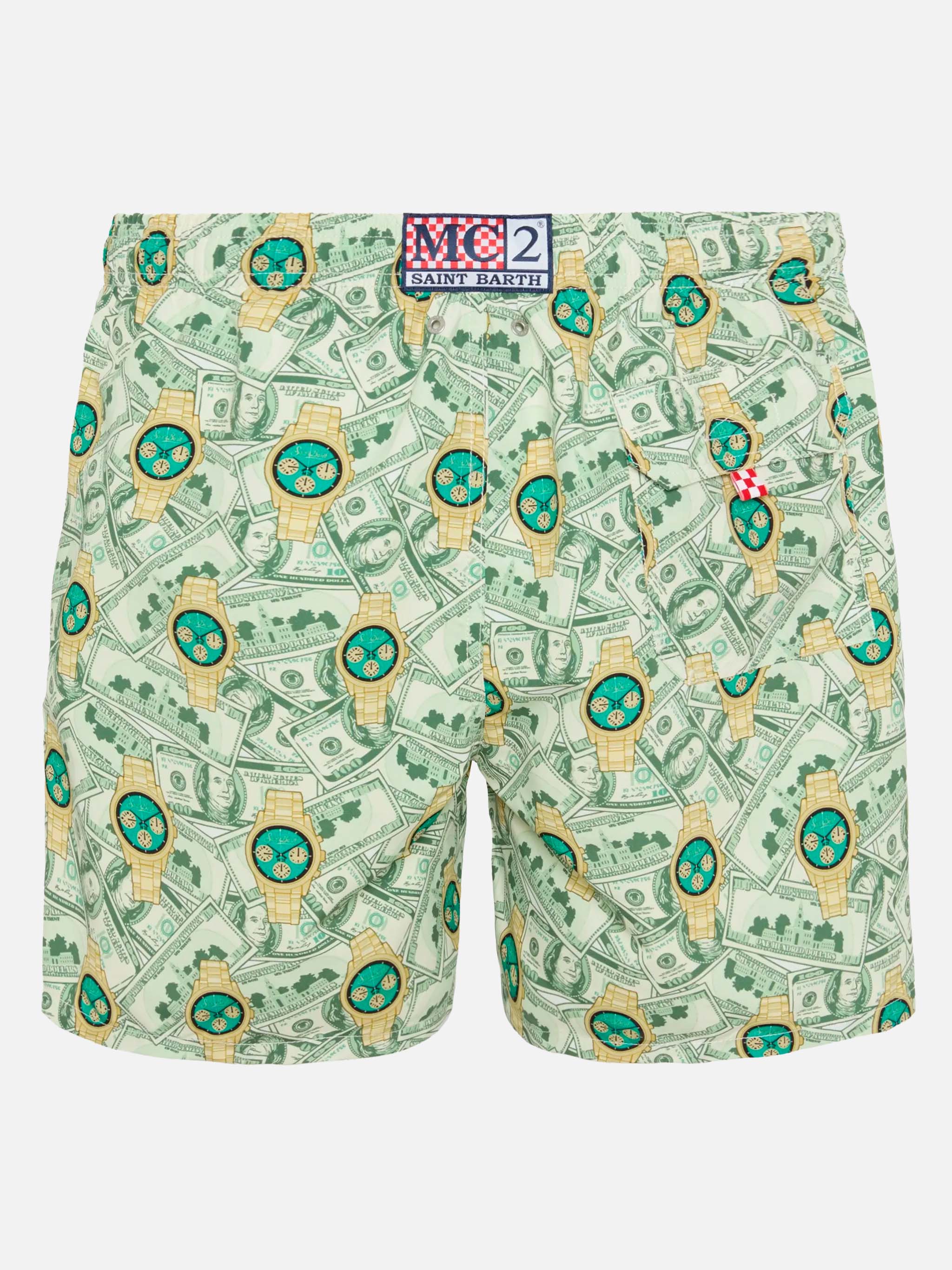 Mid-length Gustavia swim-shorts with watches print - Image 2