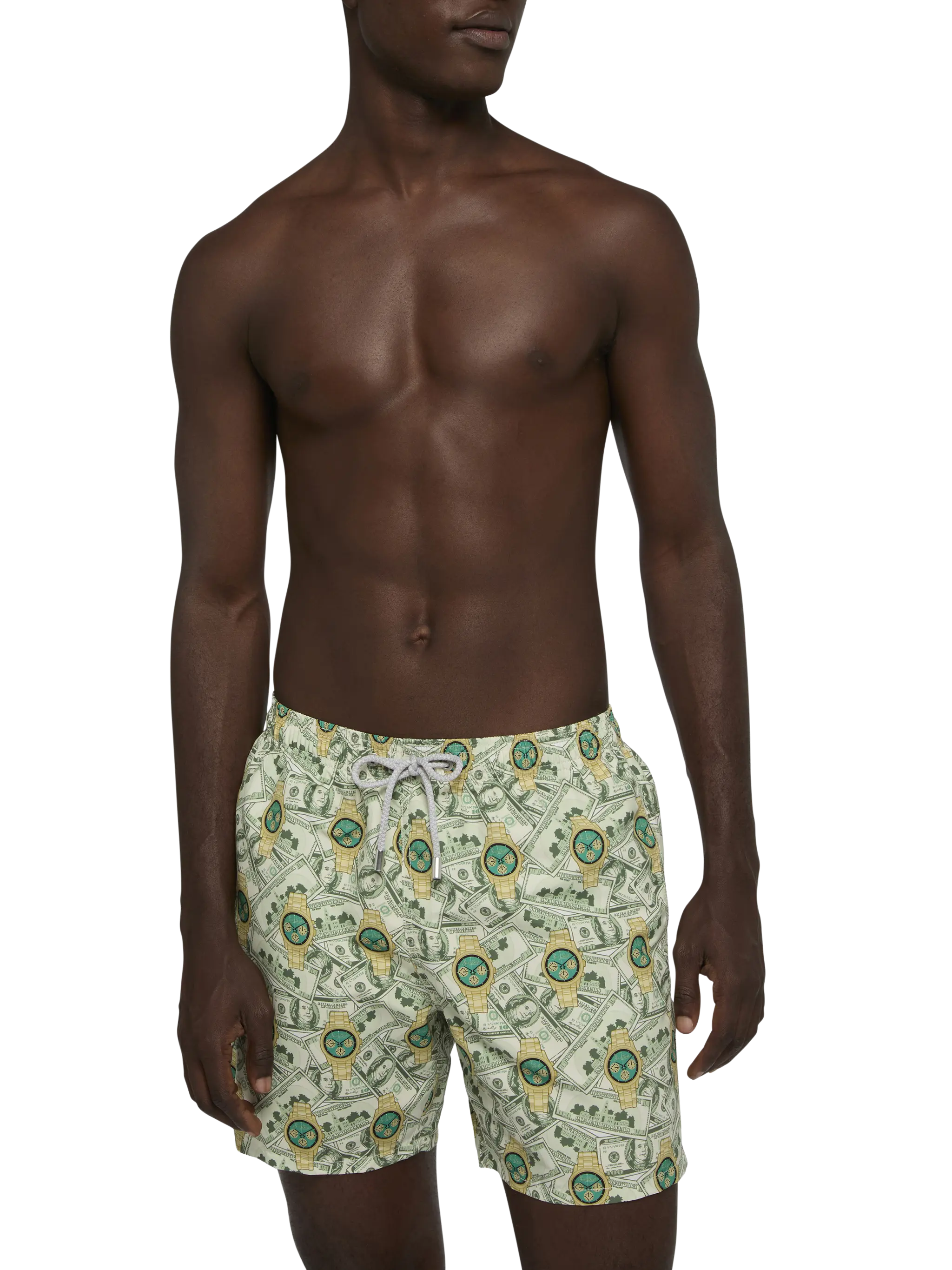 Mid-length Gustavia swim-shorts with watches print - Image 3