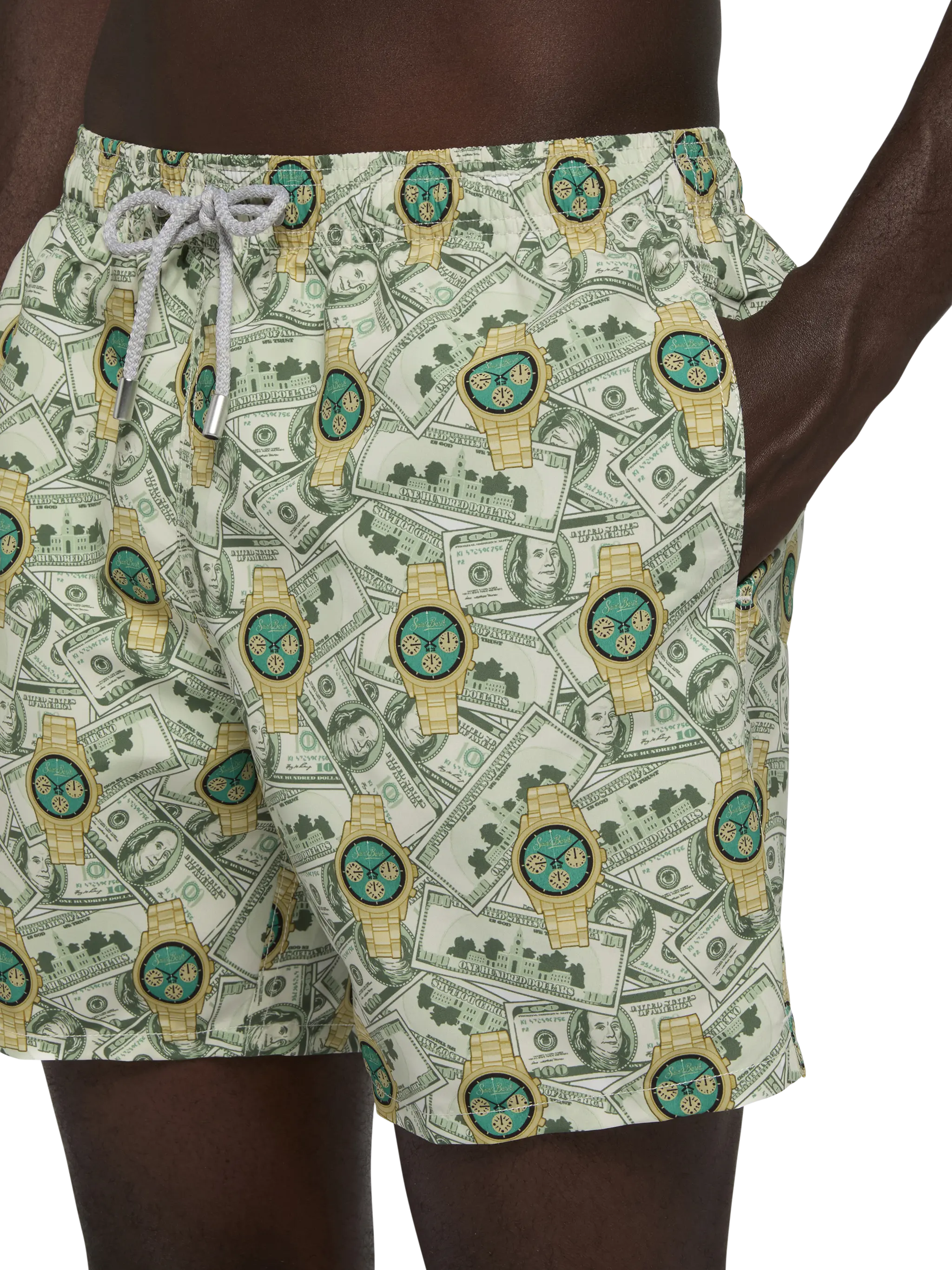 Mid-length Gustavia swim-shorts with watches print - Image 4