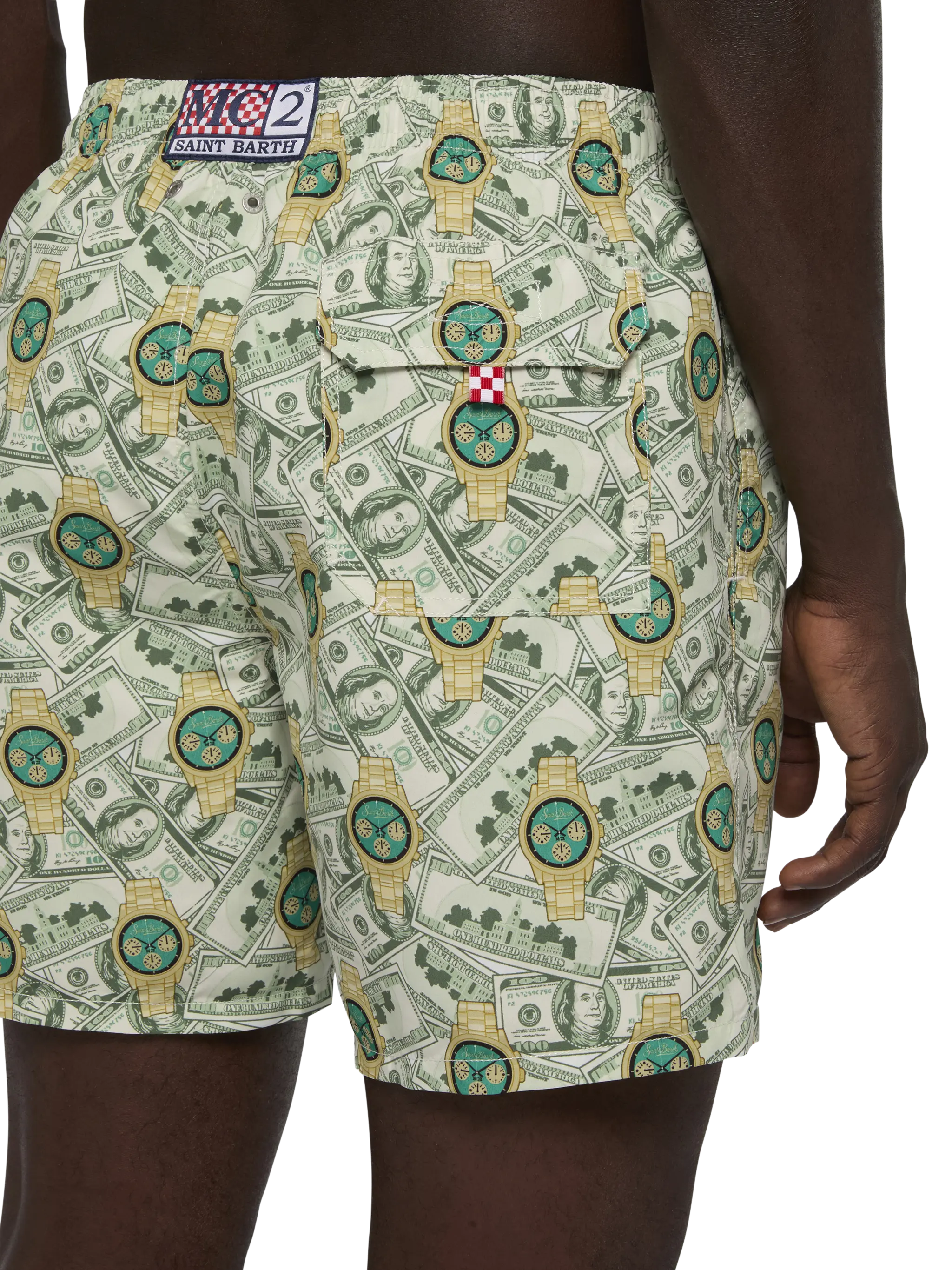 Mid-length Gustavia swim-shorts with watches print - Image 6