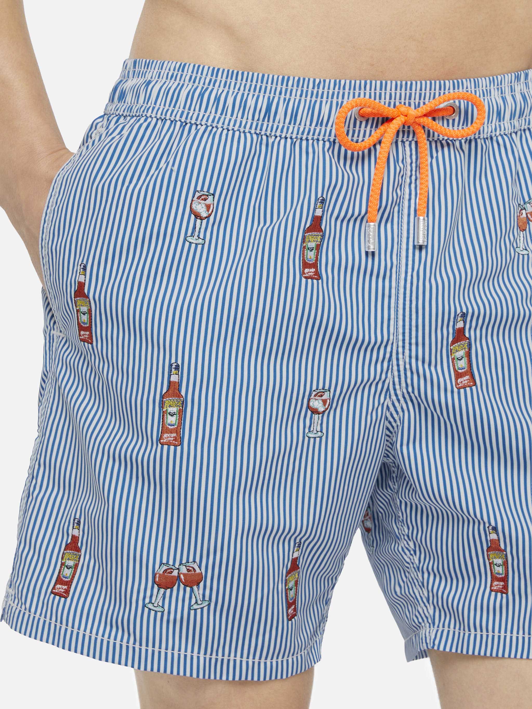 Mid-length striped Gustavia swim-shorts with Aperol Spritz embroidery | APEROL SPECIAL EDITION - Image 4