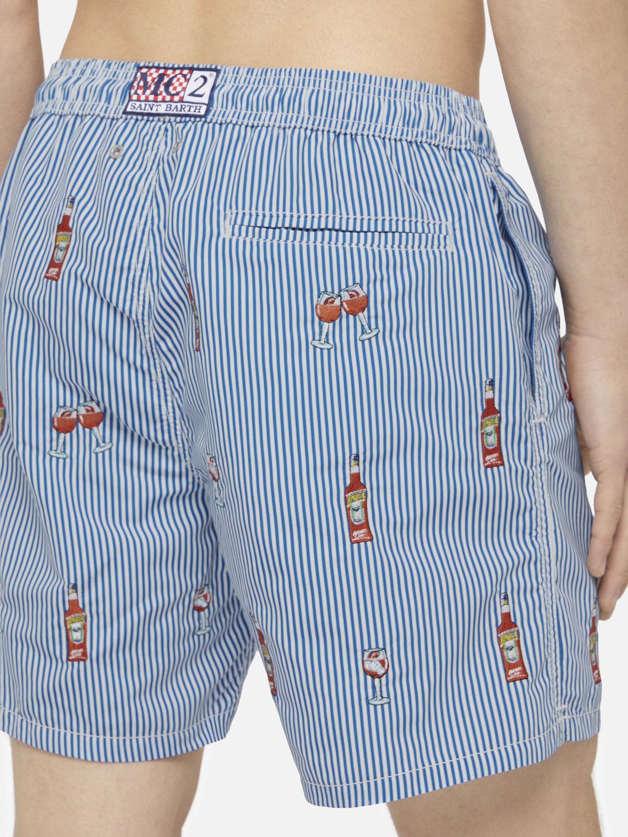 Mid-length striped Gustavia swim-shorts with Aperol Spritz embroidery | APEROL SPECIAL EDITION - Image 6