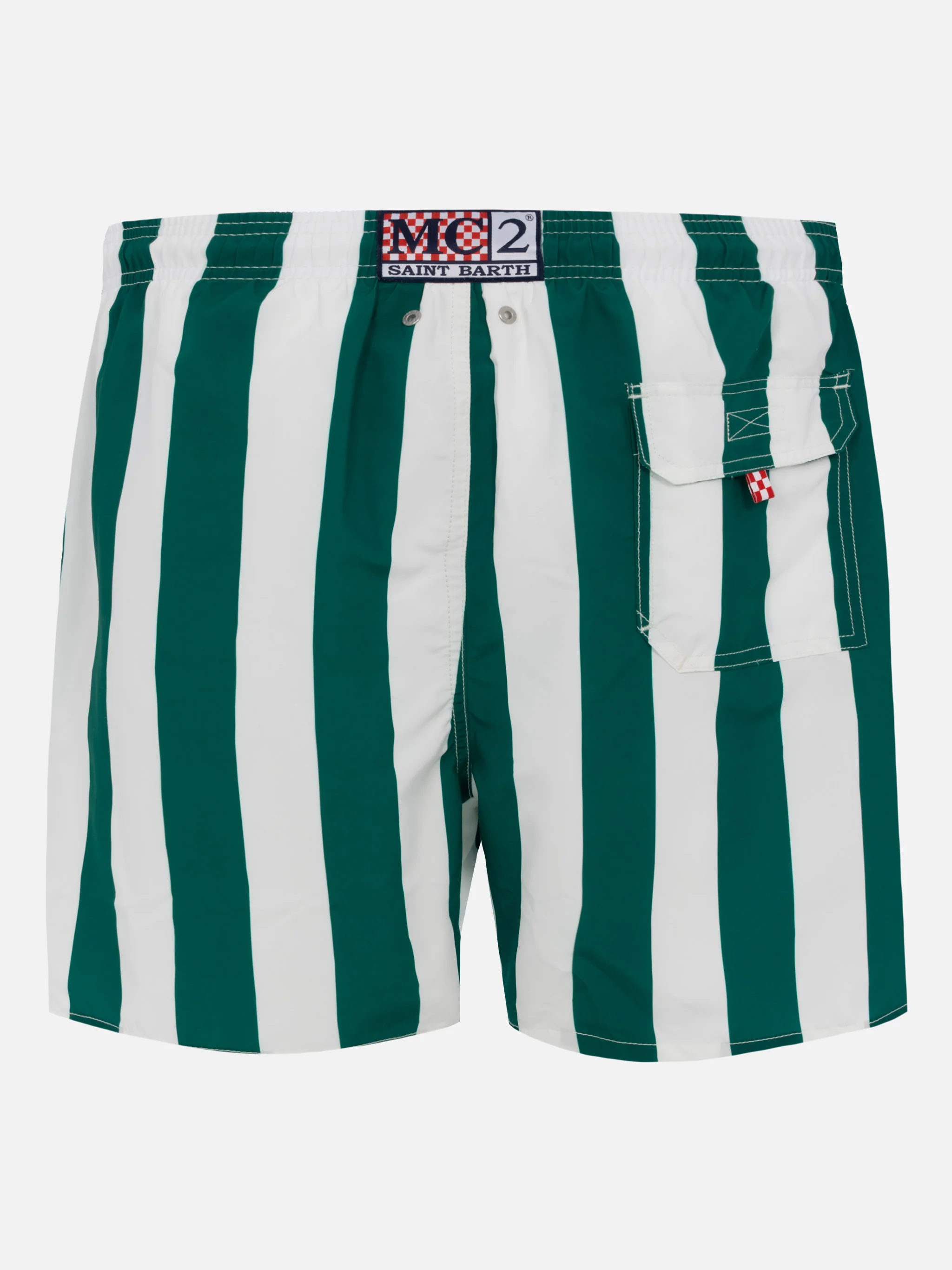 Mid-length striped Gustavia swim-shorts with St. Barth embroidery - Image 2
