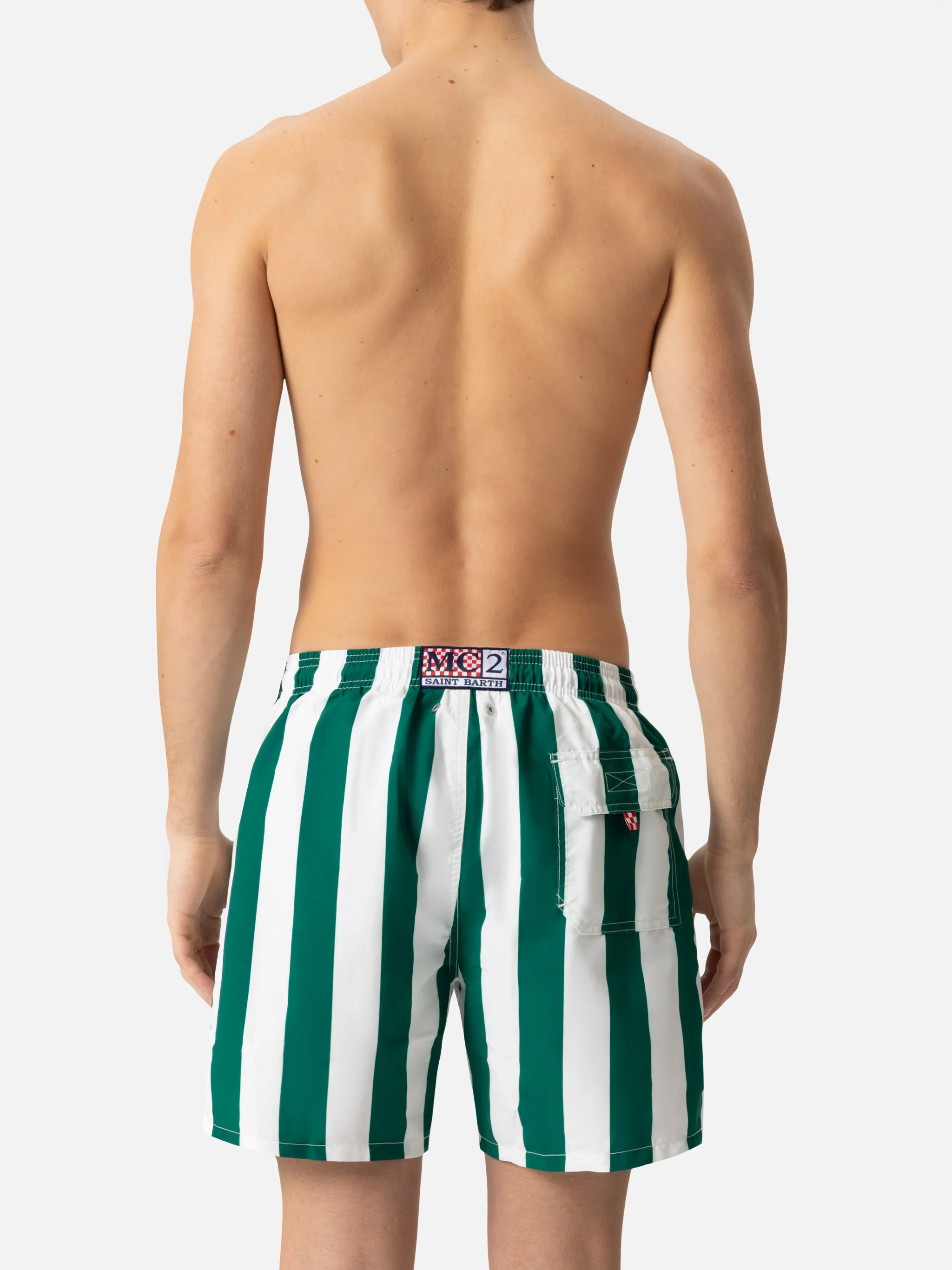Mid-length striped Gustavia swim-shorts with St. Barth embroidery - Image 4