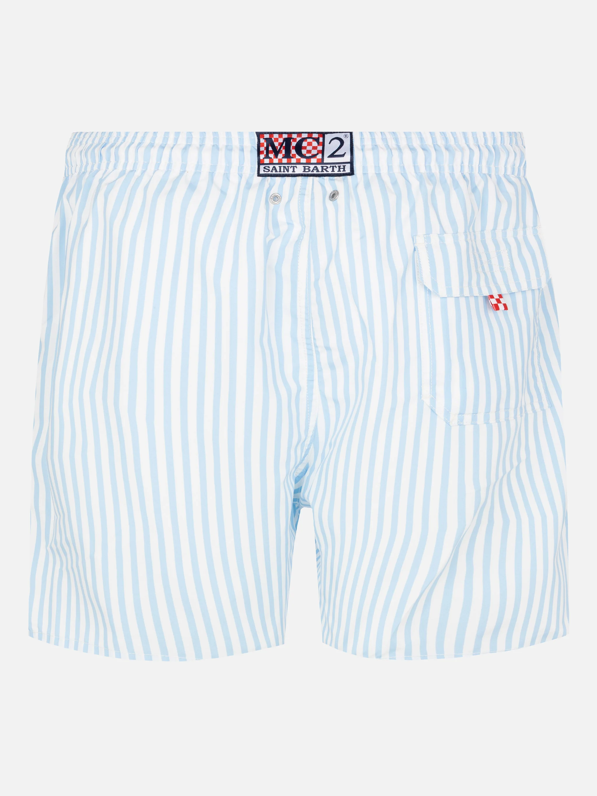 Mid-length striped Gustavia swim-shorts with St. Barth embroidery - Image 2