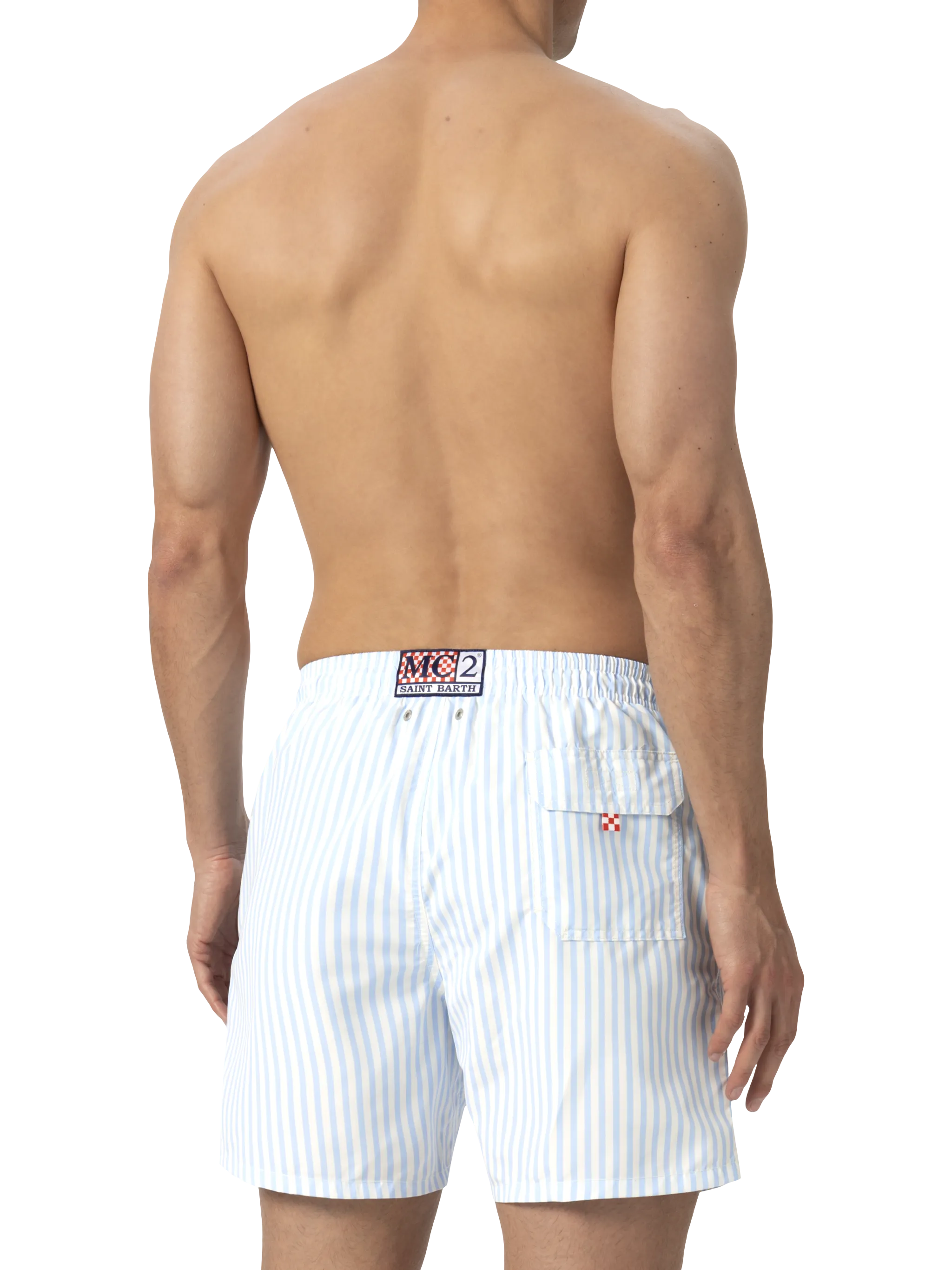 Mid-length striped Gustavia swim-shorts with St. Barth embroidery - Image 4