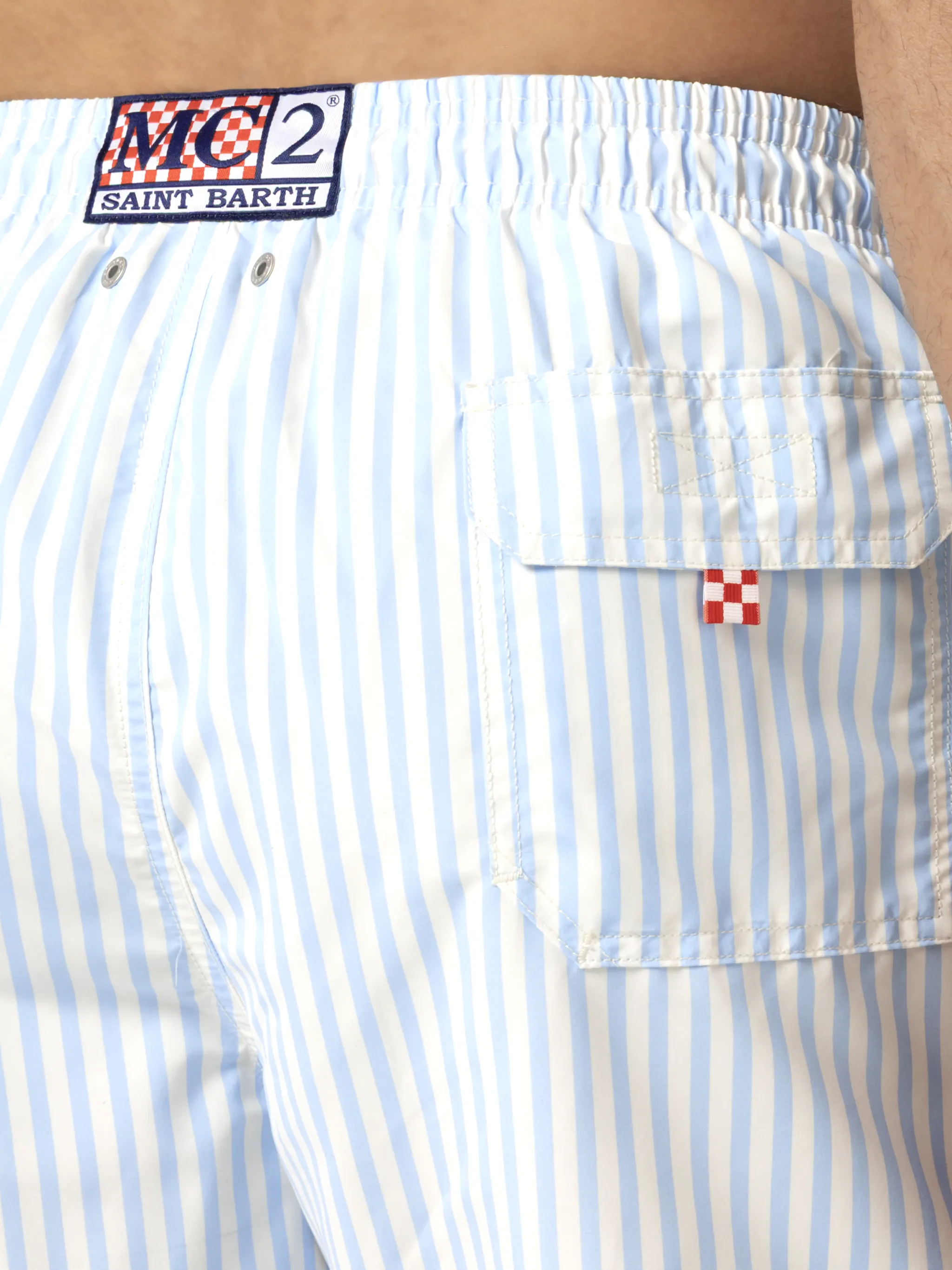 Mid-length striped Gustavia swim-shorts with St. Barth embroidery - Image 6