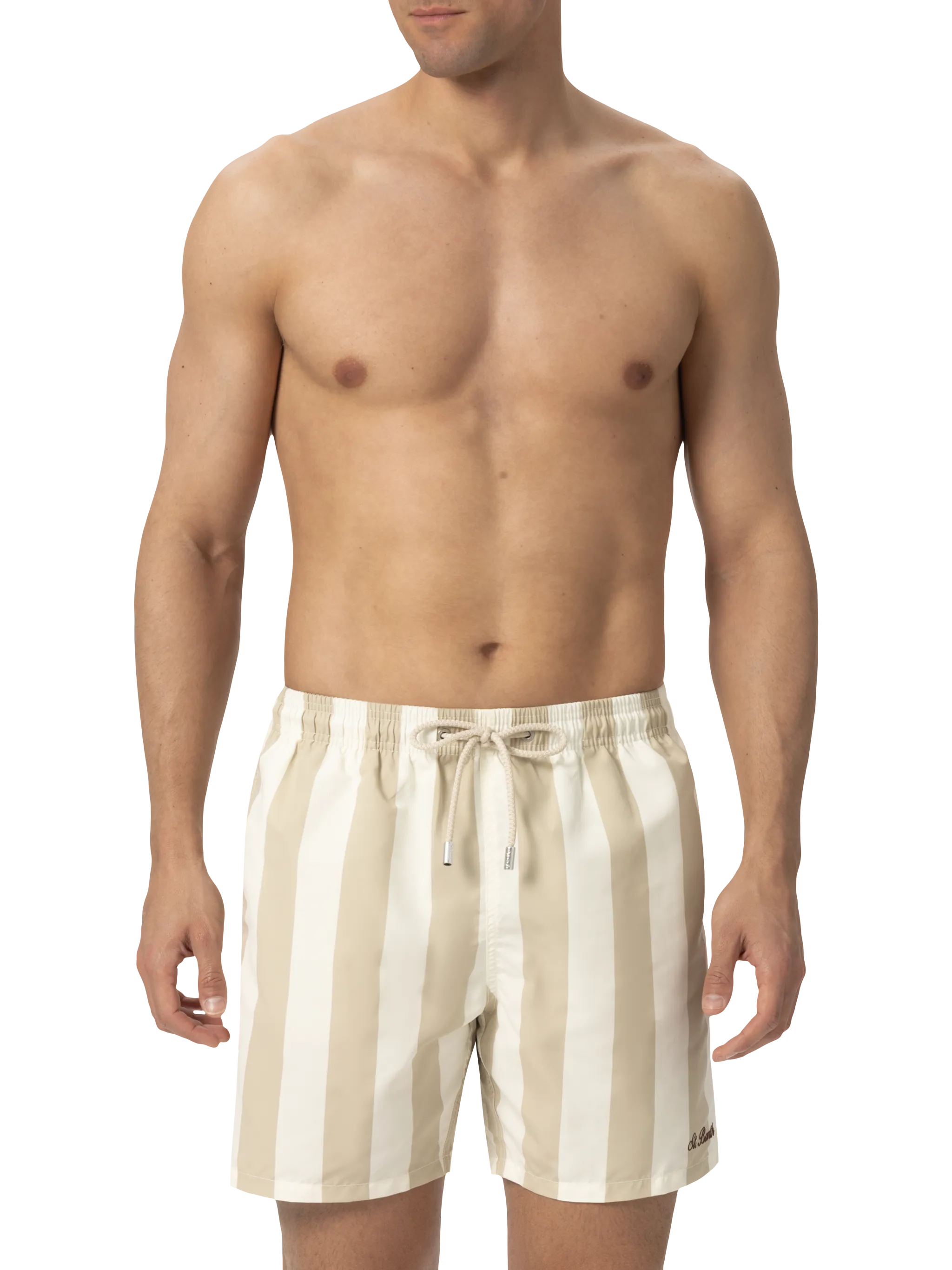Mid-length striped Gustavia swim-shorts with St. Barth embroidery - Image 3