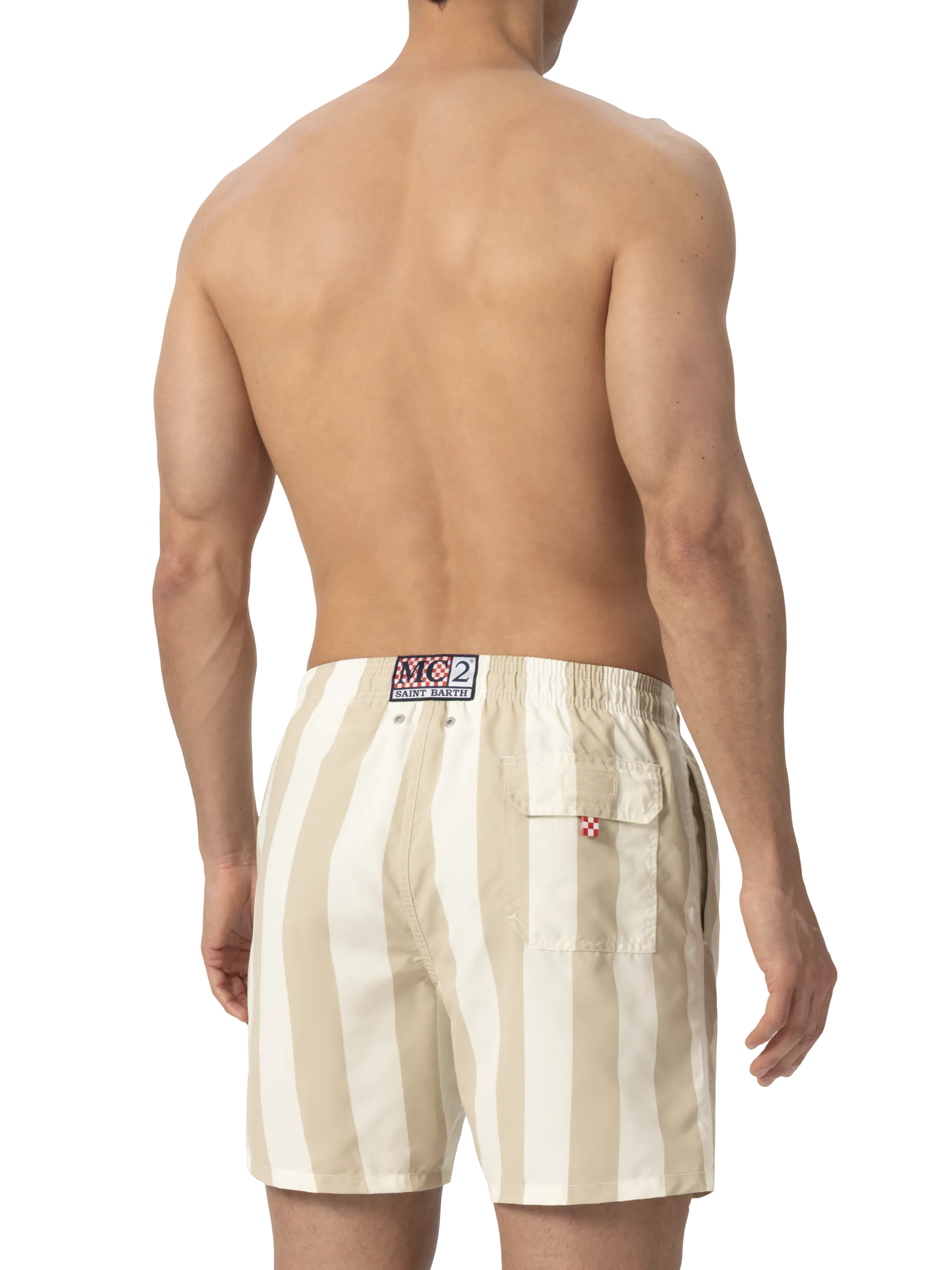 Mid-length striped Gustavia swim-shorts with St. Barth embroidery - Image 4