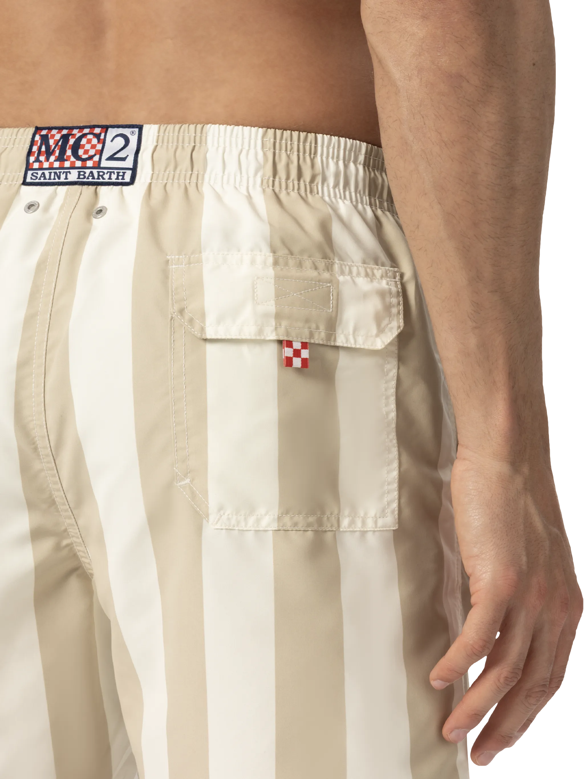 Mid-length striped Gustavia swim-shorts with St. Barth embroidery - Image 6