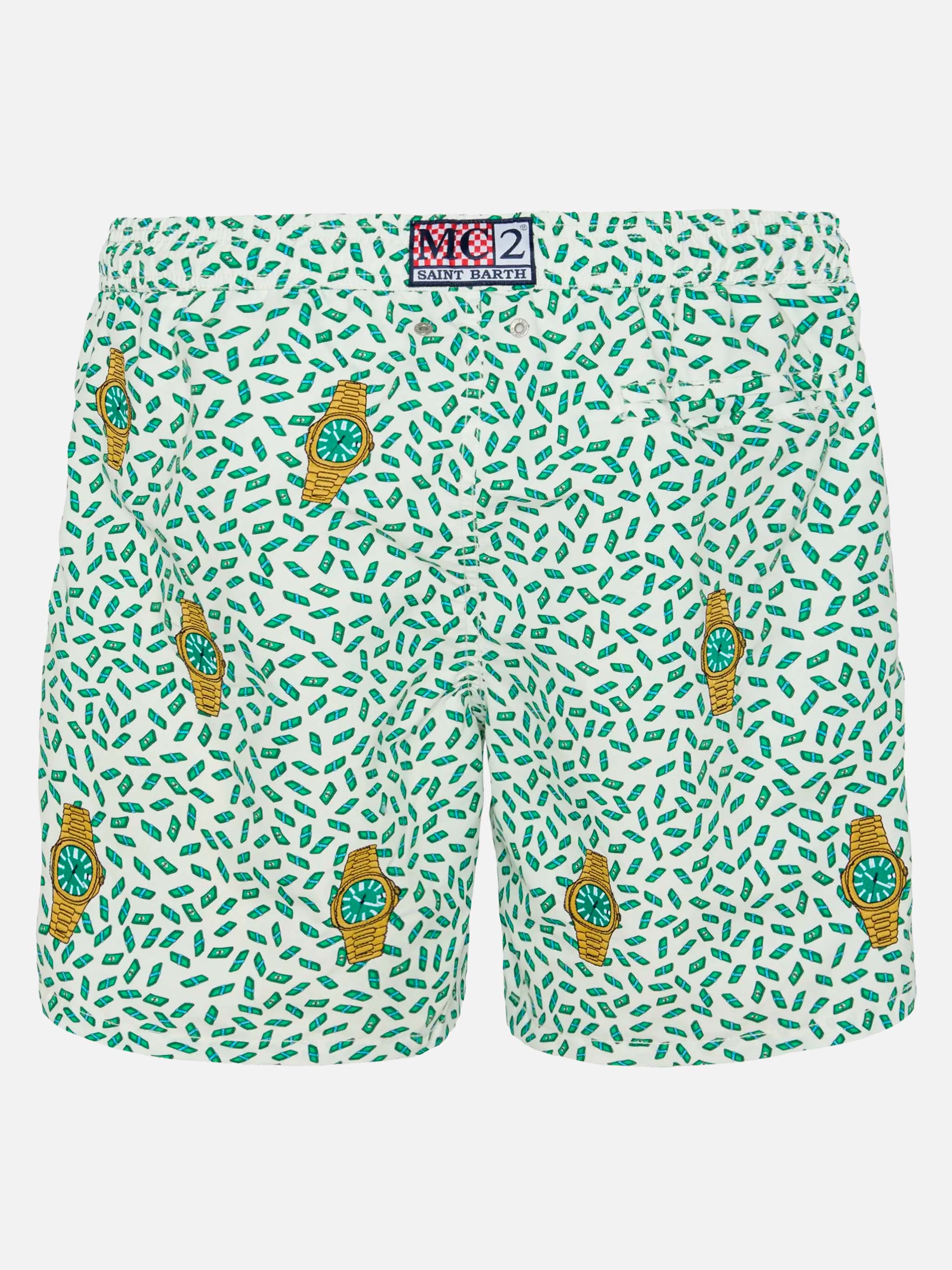 Mid-length striped Gustavia swim-shorts with watches embroidery - Image 2