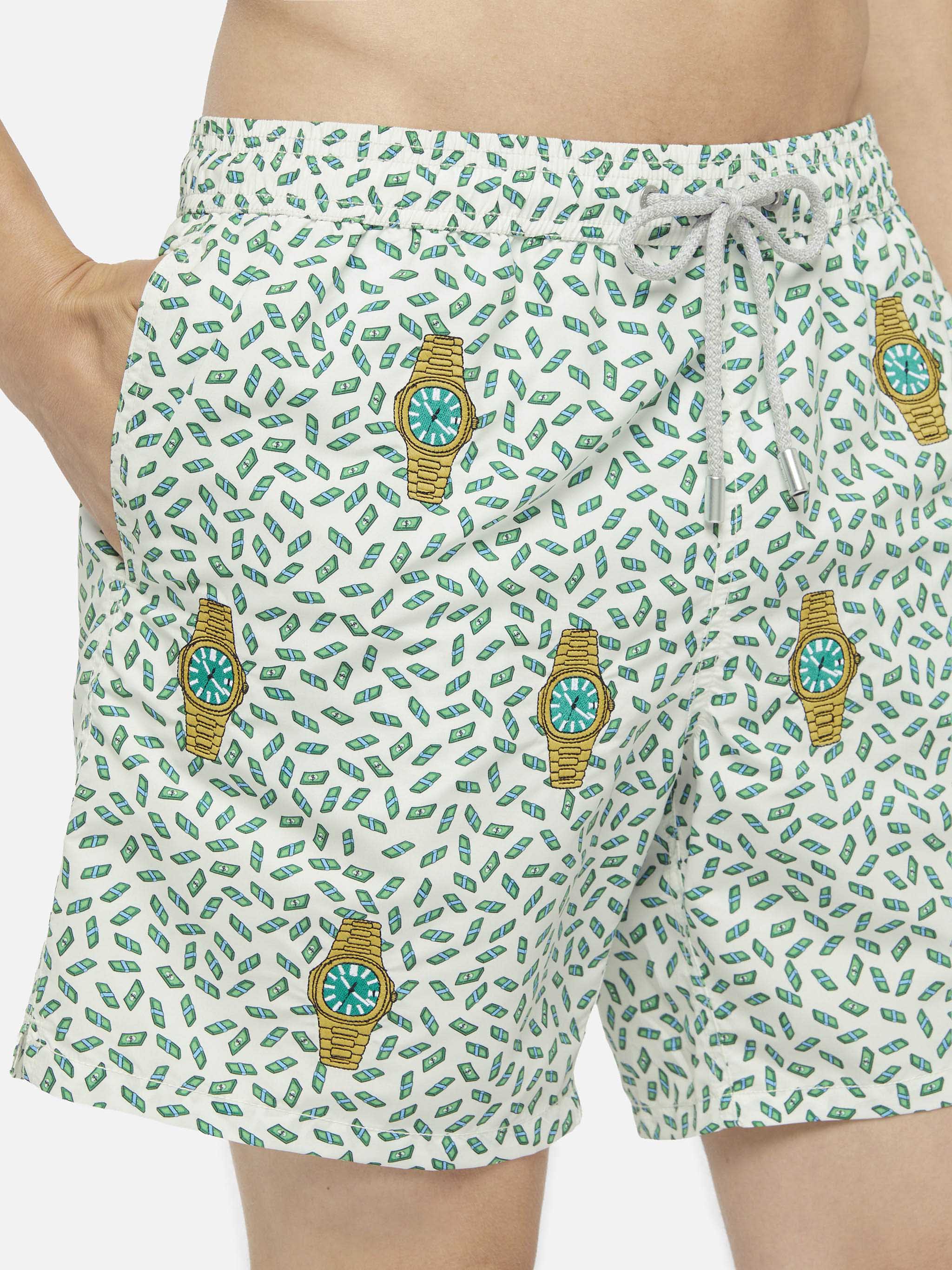 Mid-length striped Gustavia swim-shorts with watches embroidery - Image 4