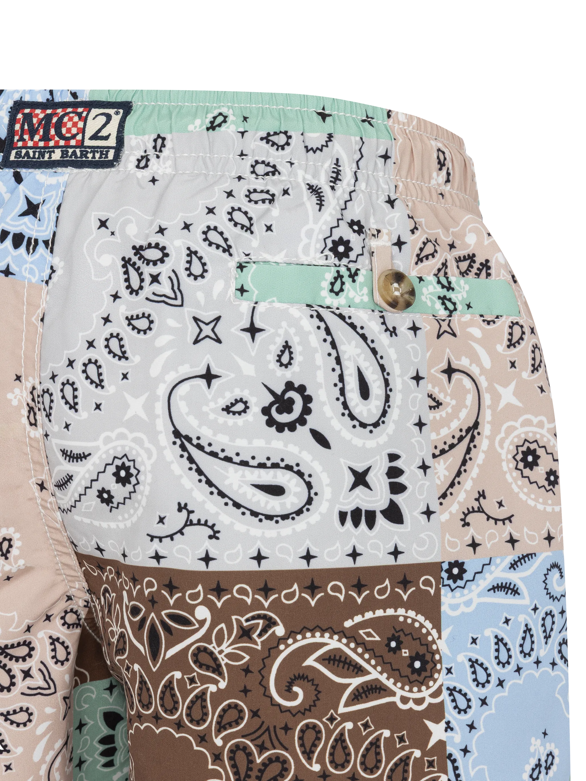 Mid-length swim-shorts Caprese Jr with bandana patch print - Image 3