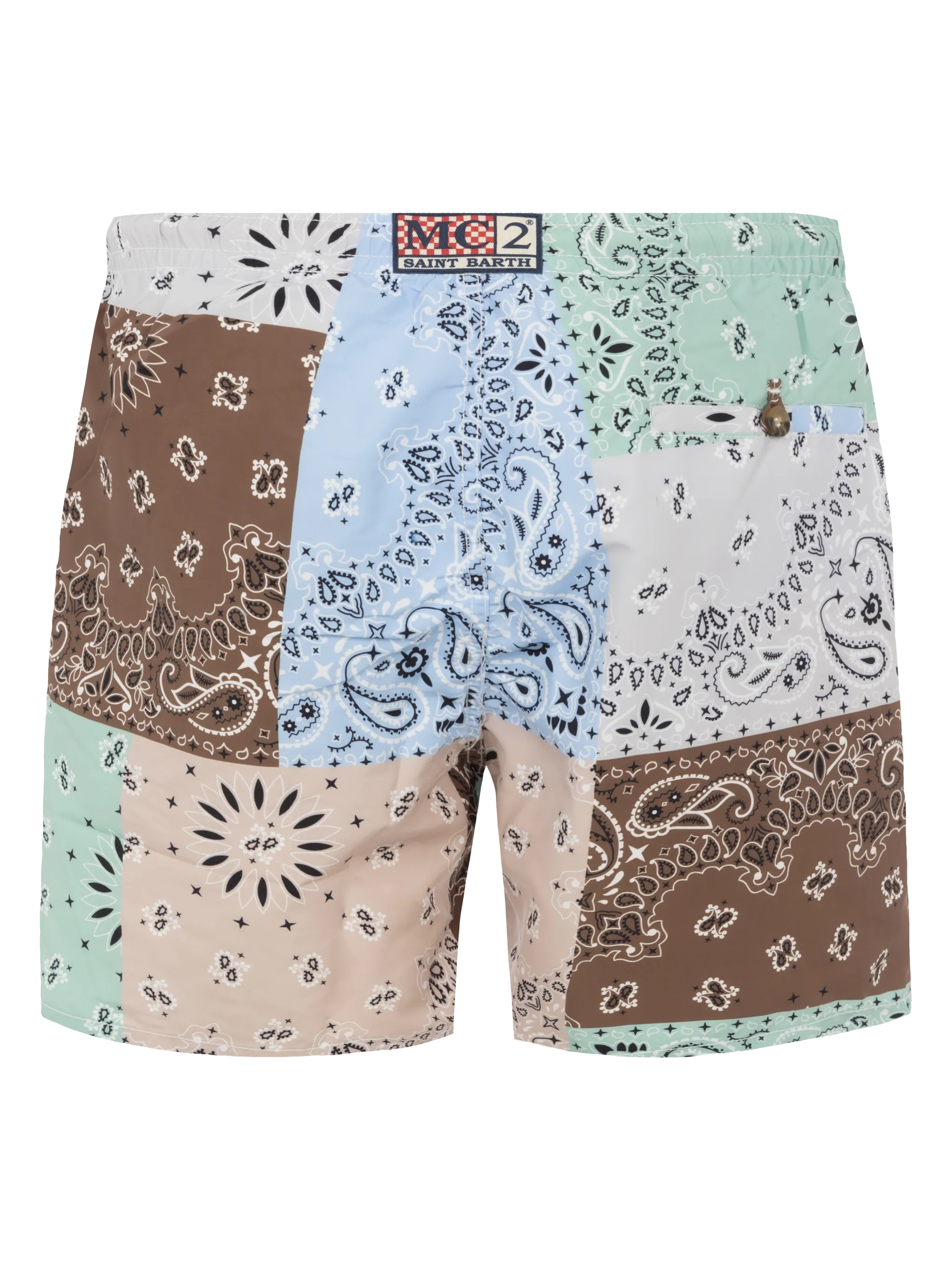 Mid-length swim-shorts Caprese with bandanna patch print - Image 2