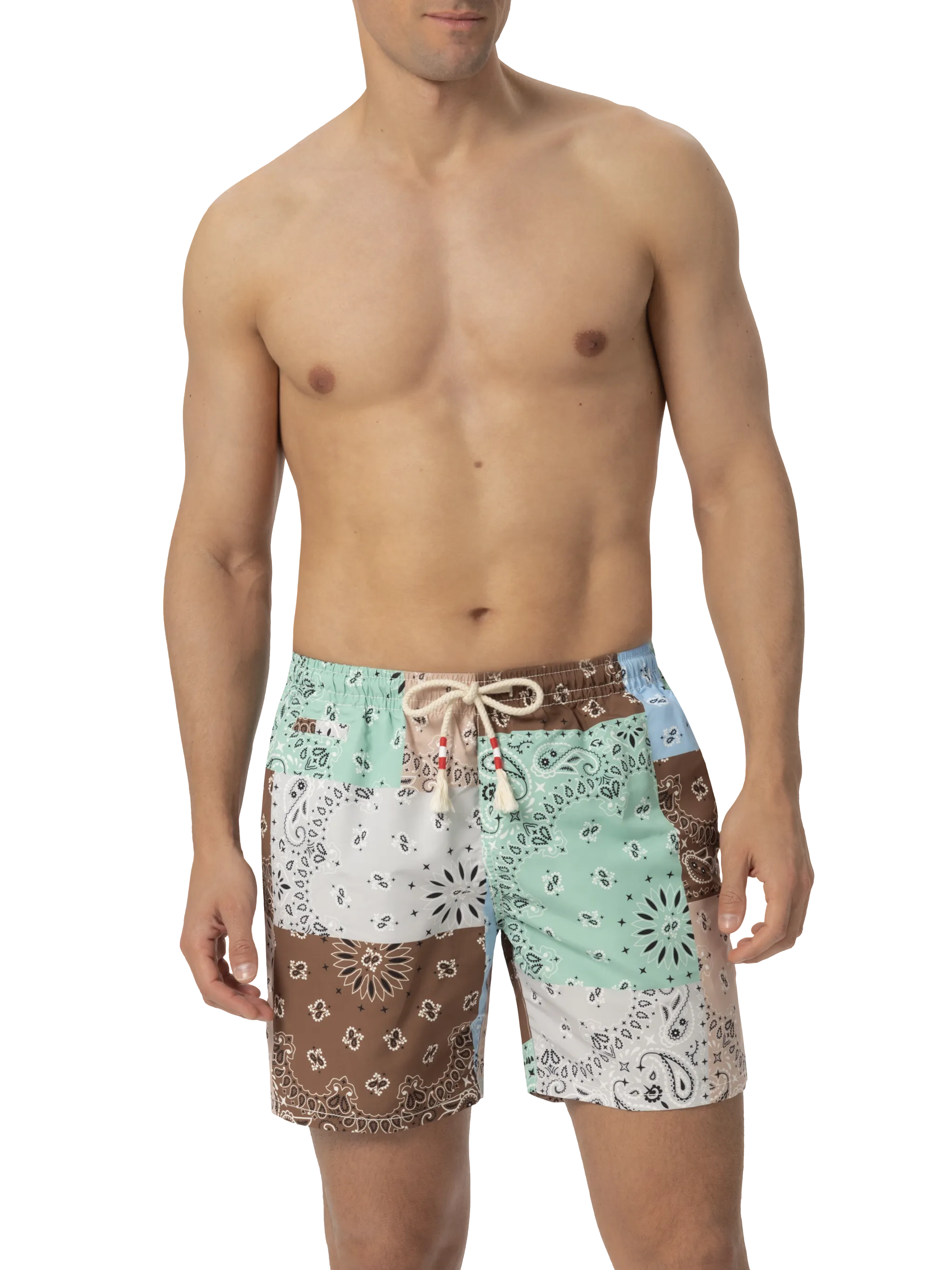 Mid-length swim-shorts Caprese with bandanna patch print - Image 3