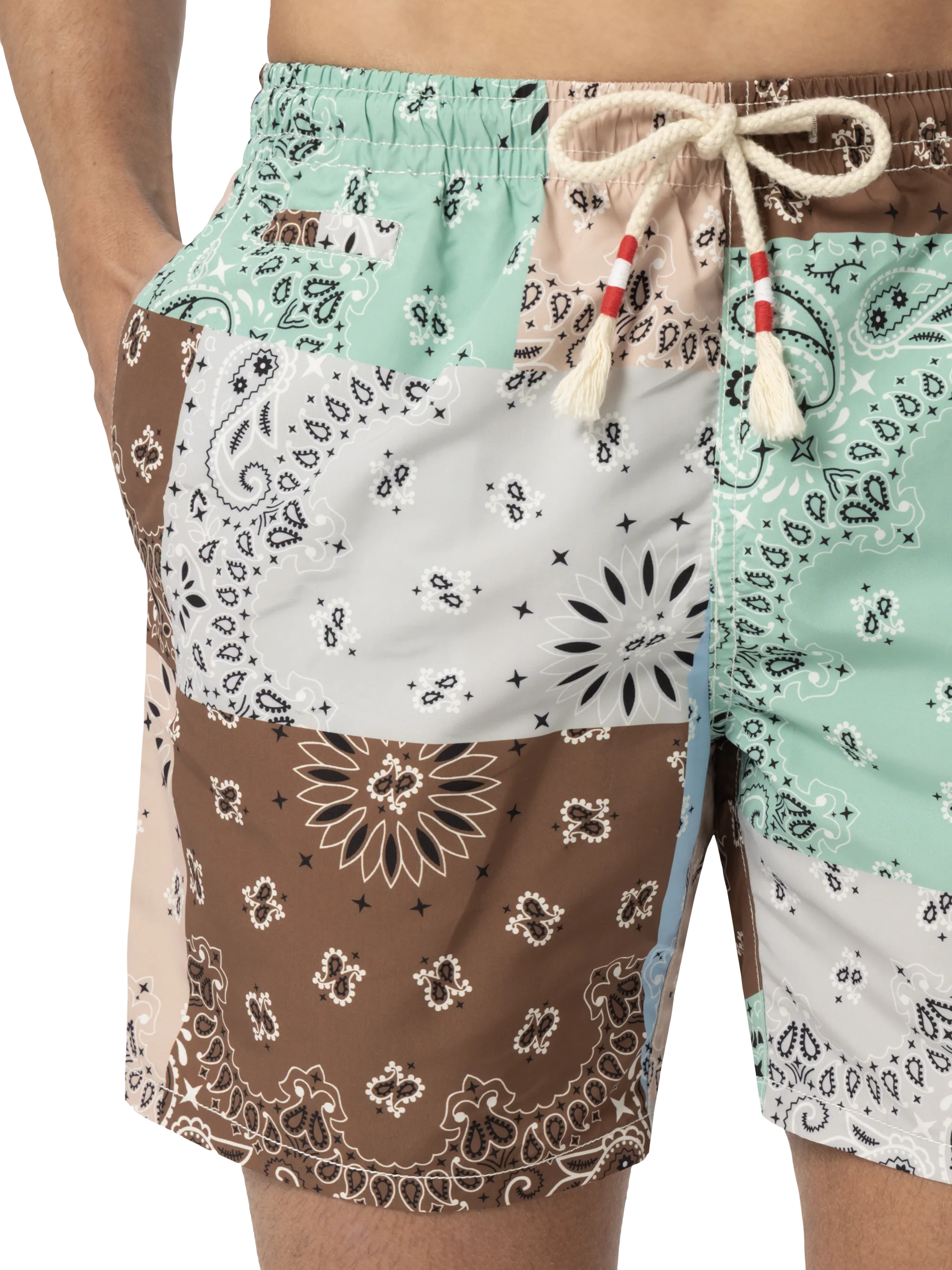 Mid-length swim-shorts Caprese with bandanna patch print - Image 5