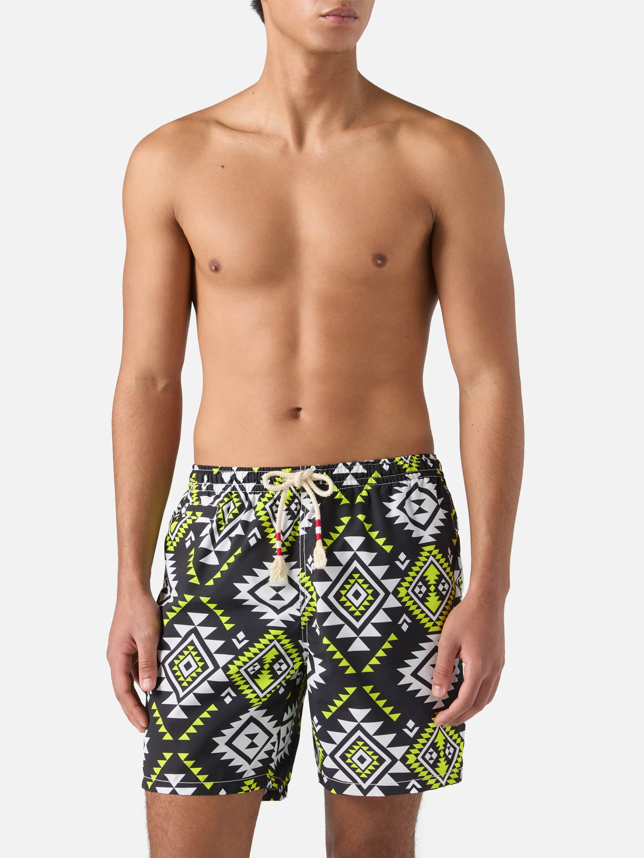 Mid-length swim-shorts Caprese with ethnic print - Image 3