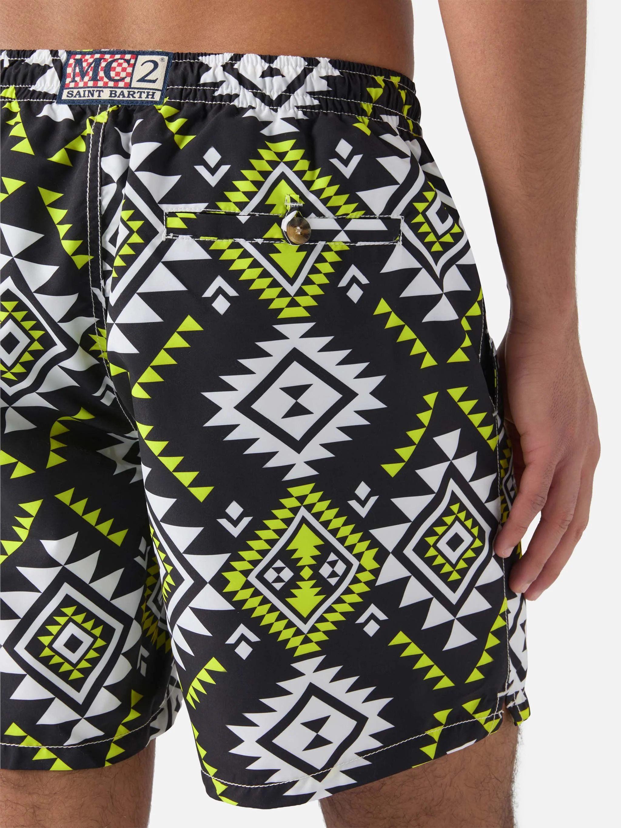 Mid-length swim-shorts Caprese with ethnic print - Image 6