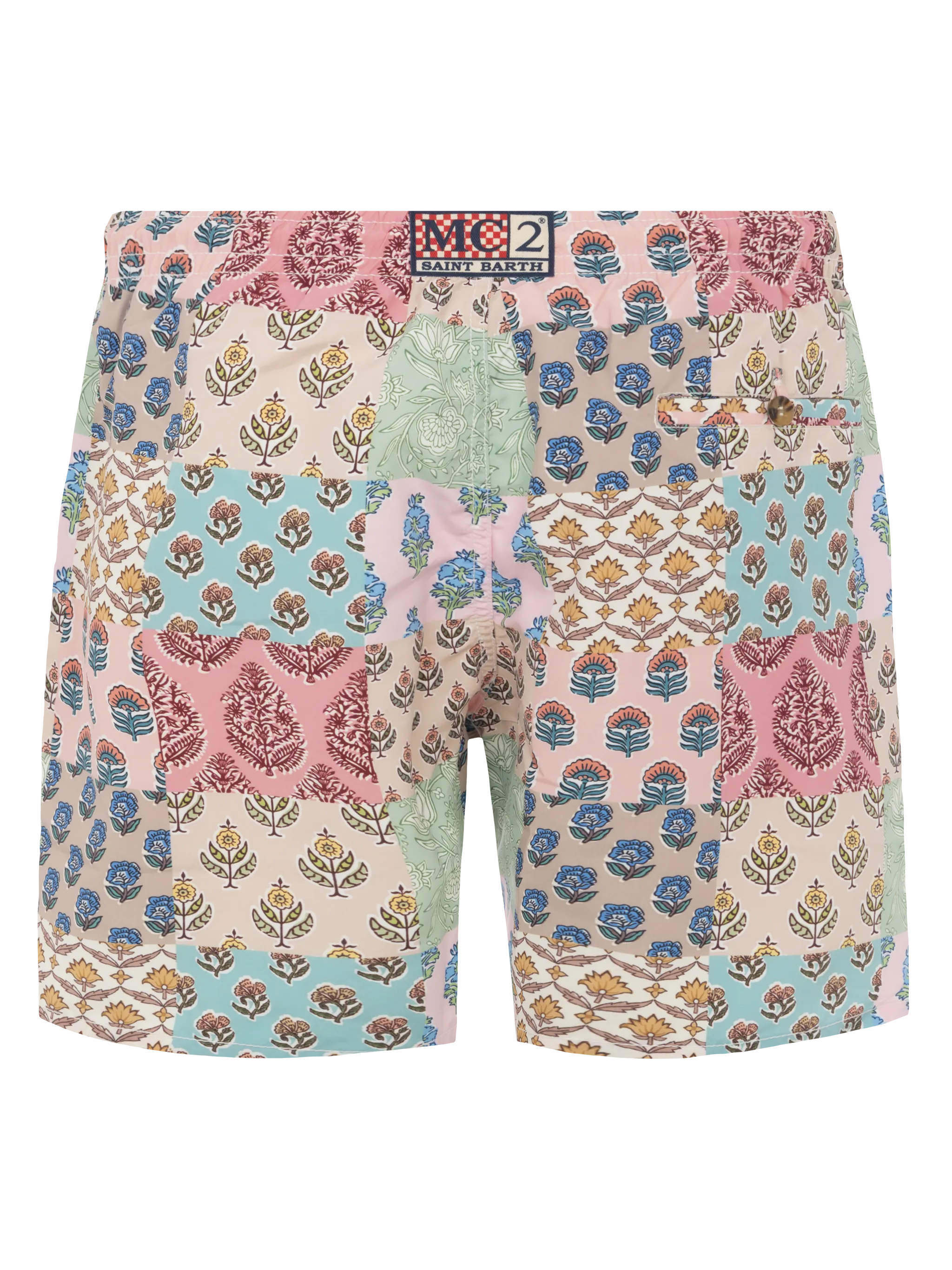Mid-length swim-shorts Caprese with flower patch print - Image 2