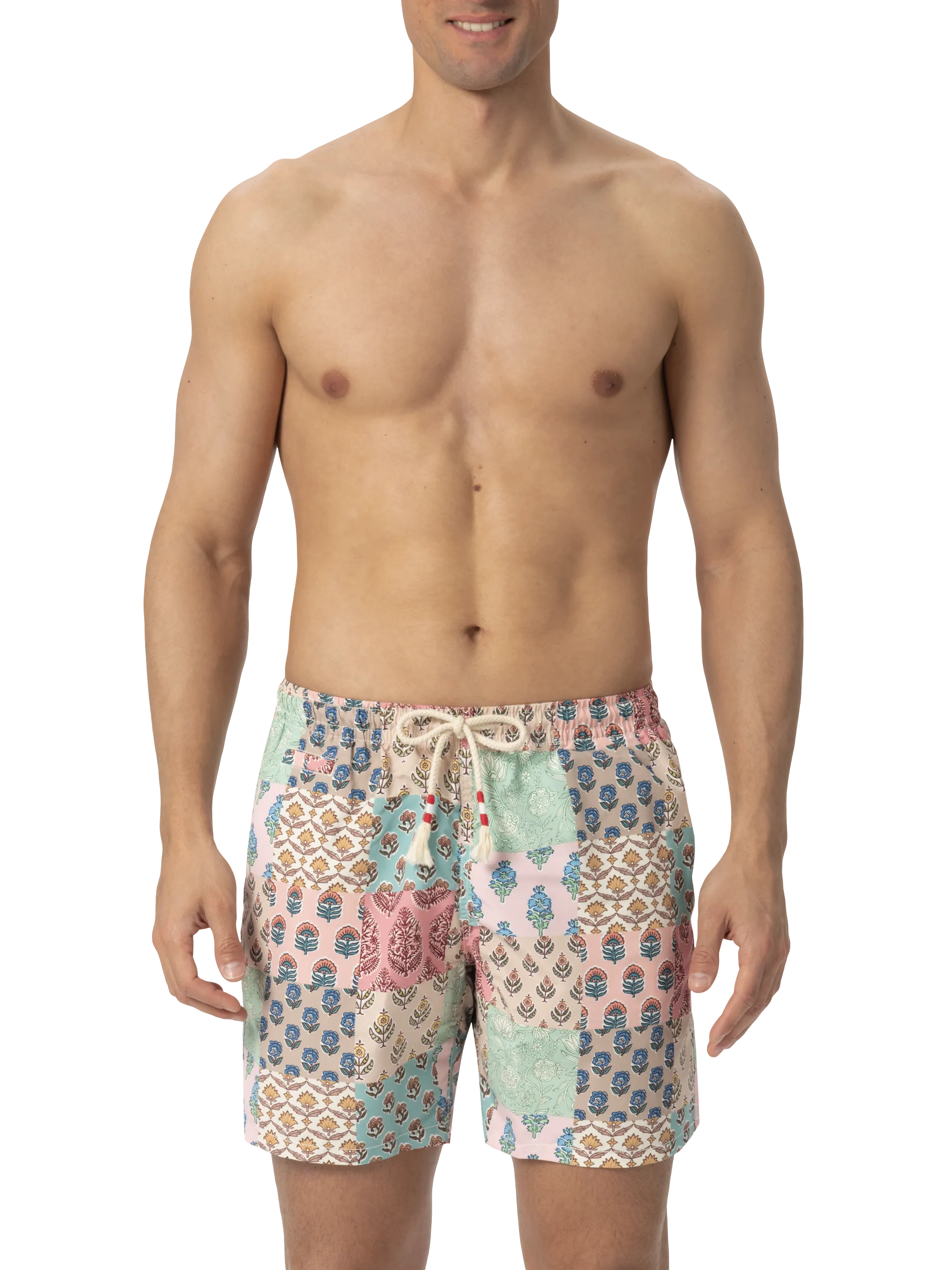 Mid-length swim-shorts Caprese with flower patch print - Image 3