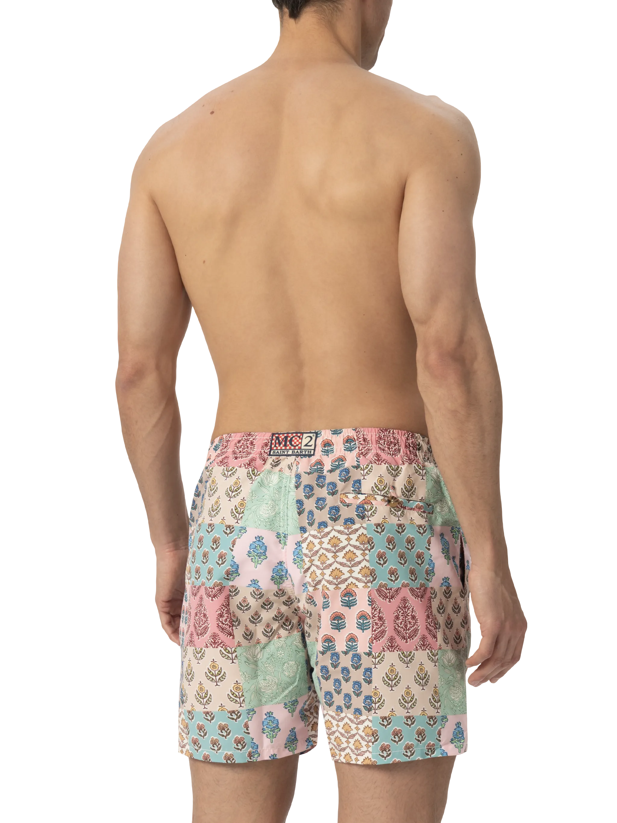 Mid-length swim-shorts Caprese with flower patch print - Image 4