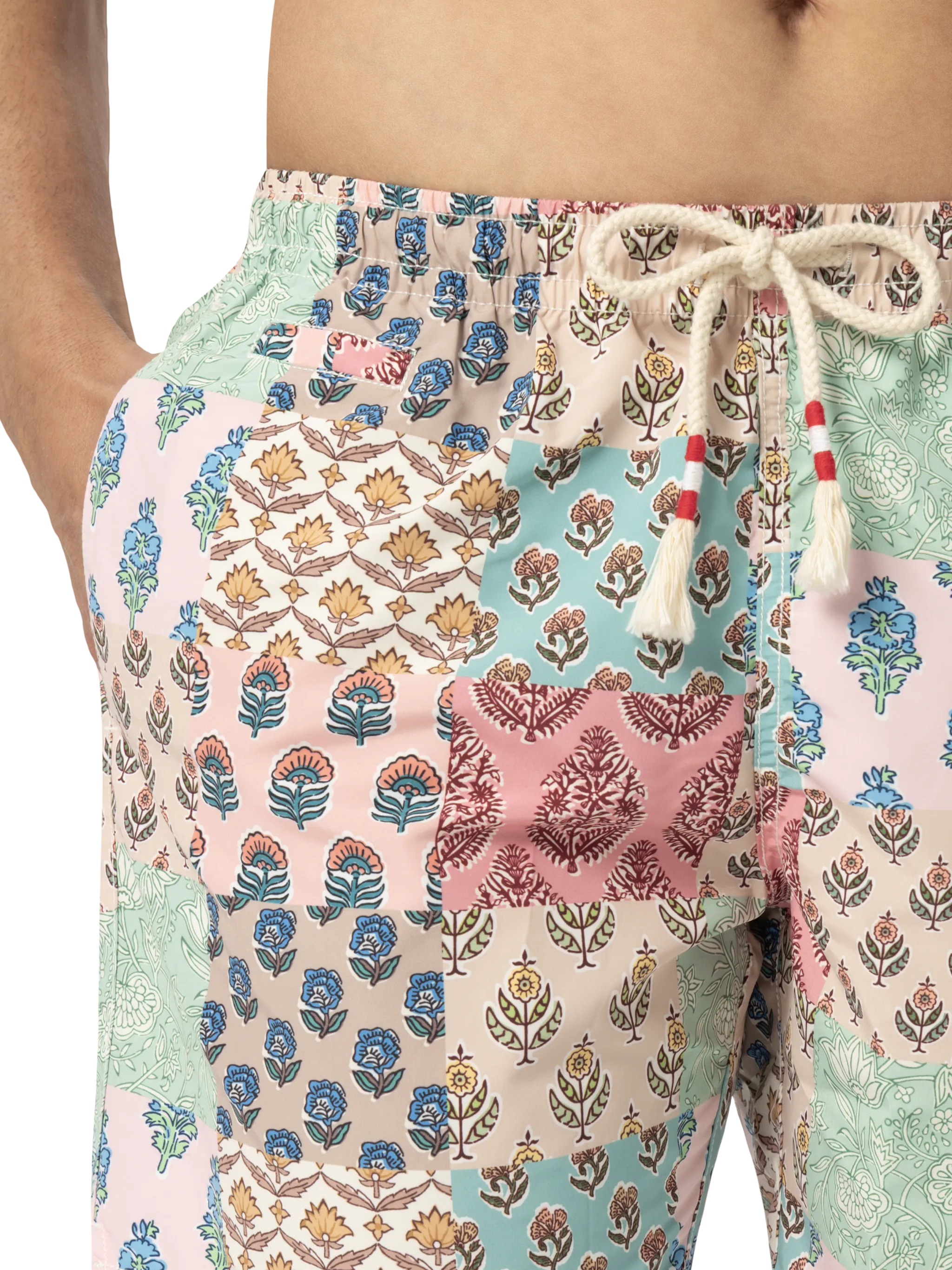 Mid-length swim-shorts Caprese with flower patch print - Image 5