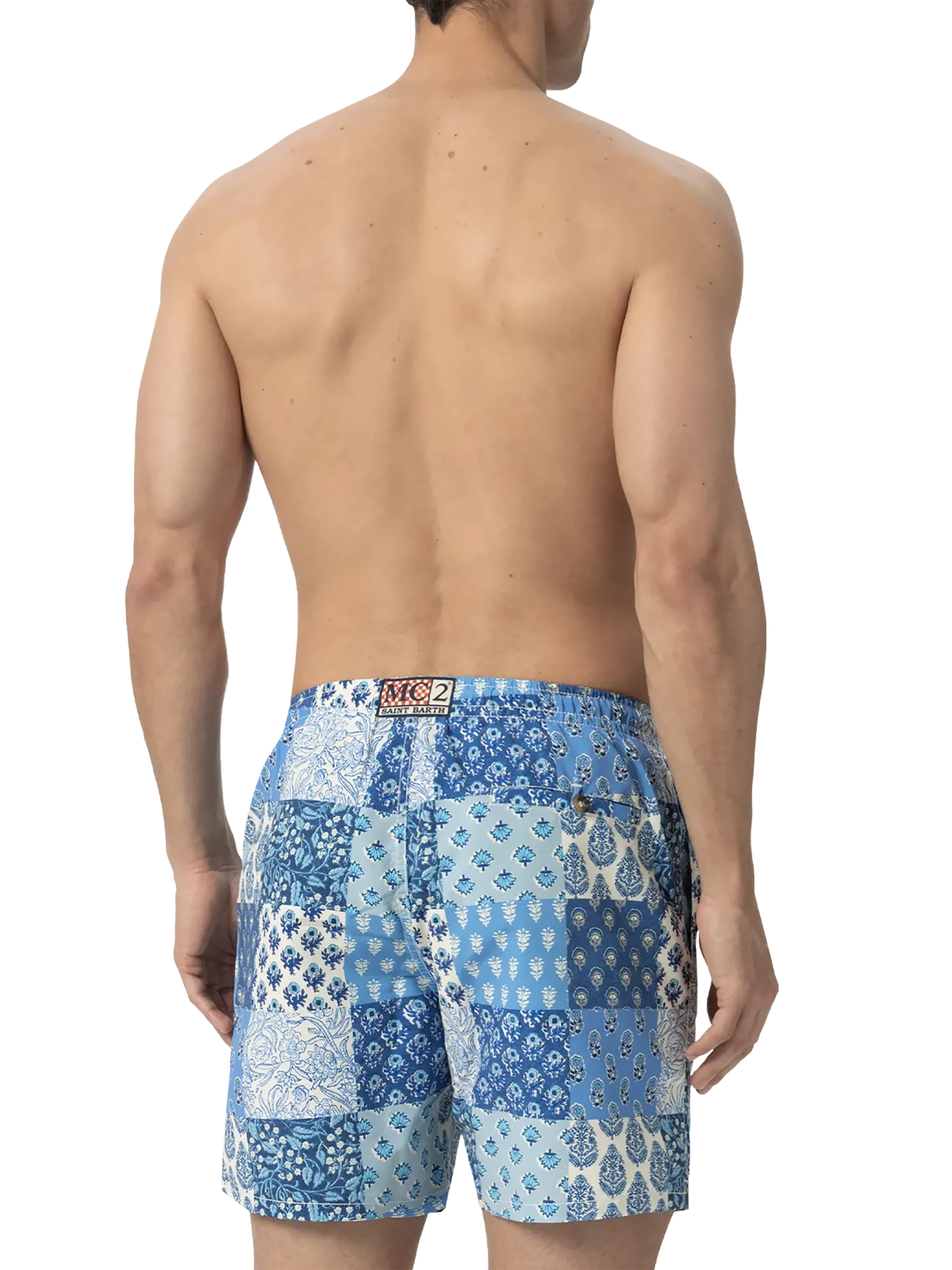 Mid-length swim-shorts Caprese with floral patch print - Image 4