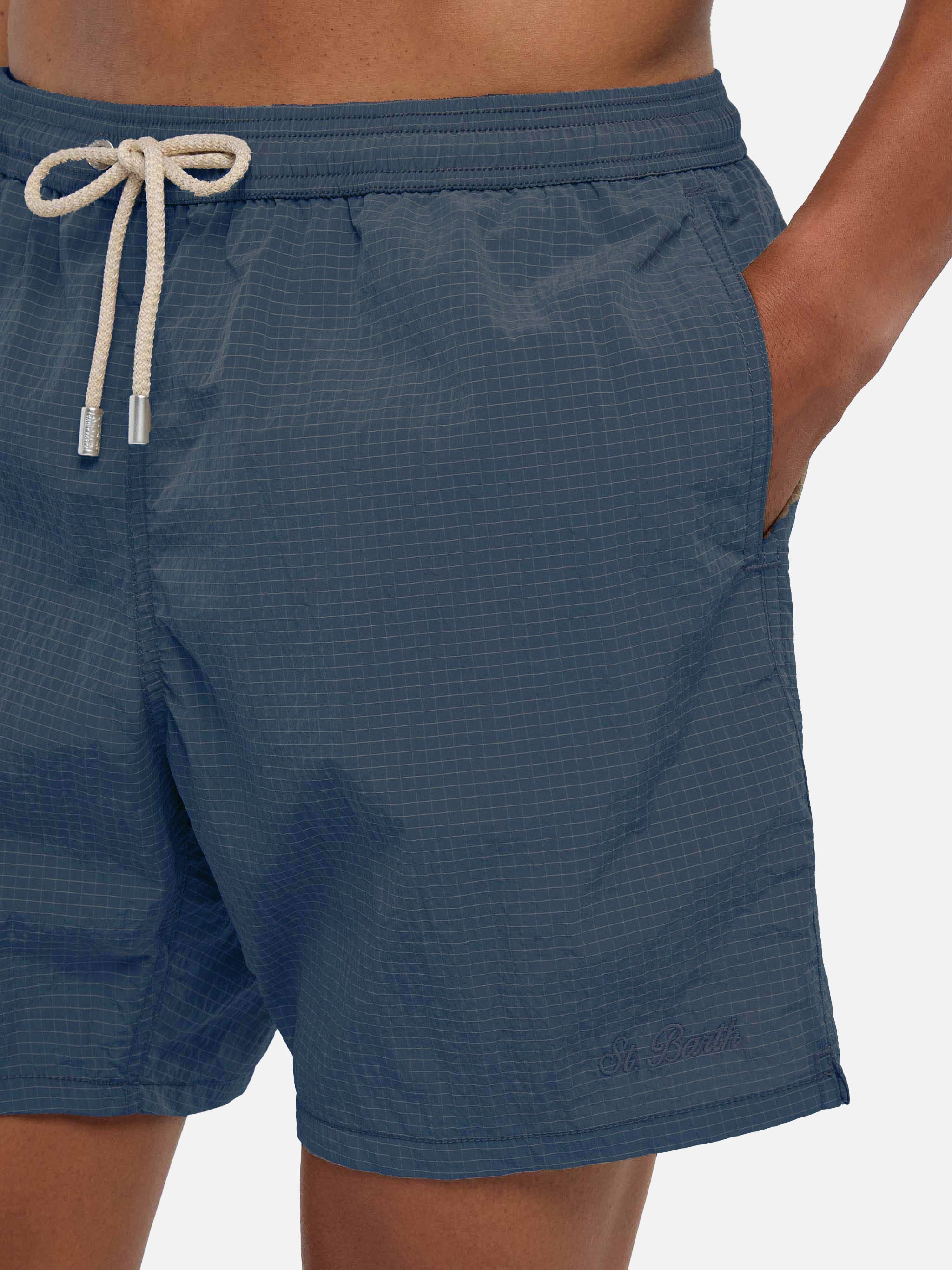 Mid-length swim shorts Katch in navy blue ripstop fabric - Image 4