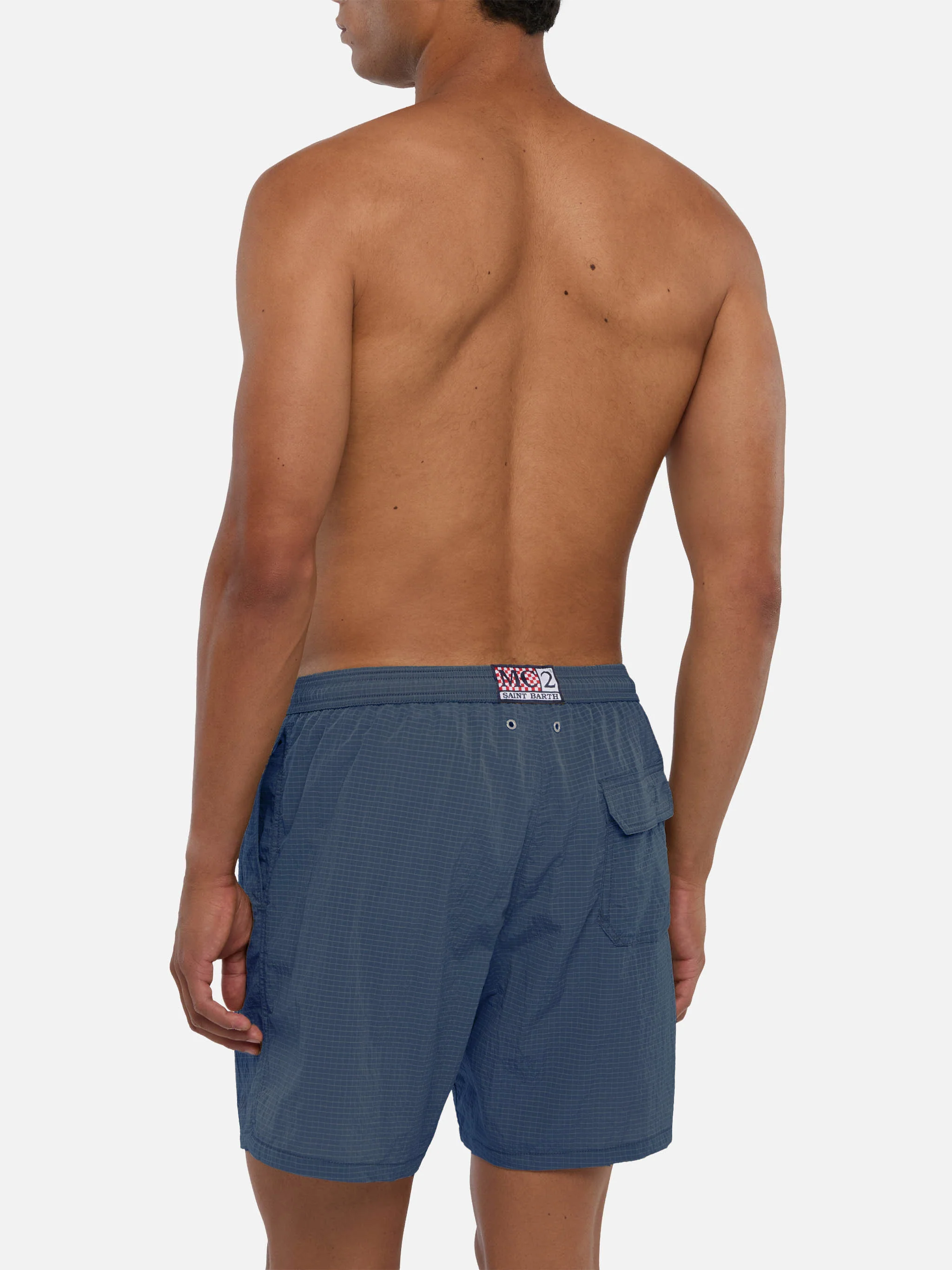 Mid-length swim shorts Katch in navy blue ripstop fabric - Image 5
