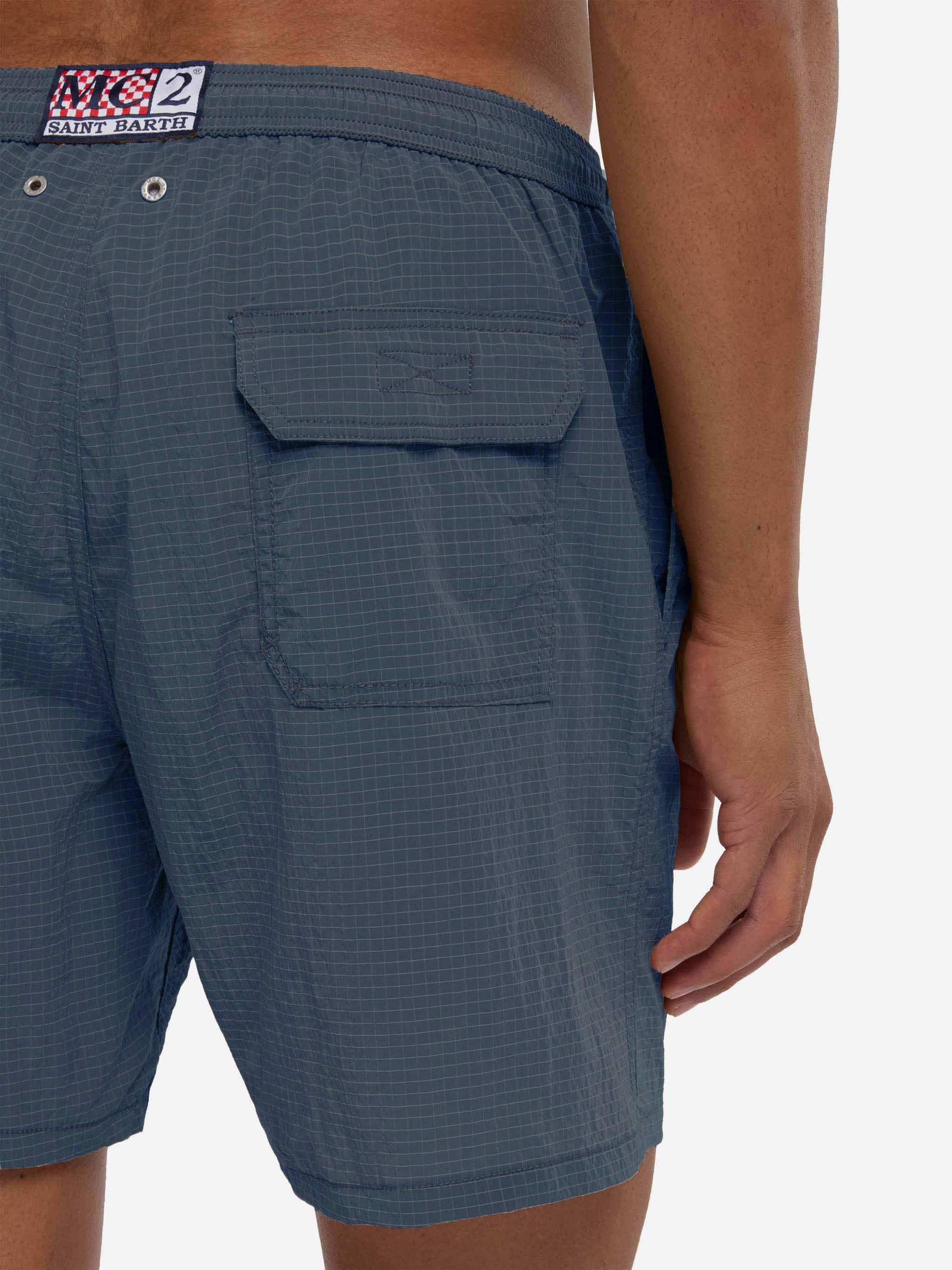 Mid-length swim shorts Katch in navy blue ripstop fabric - Image 6