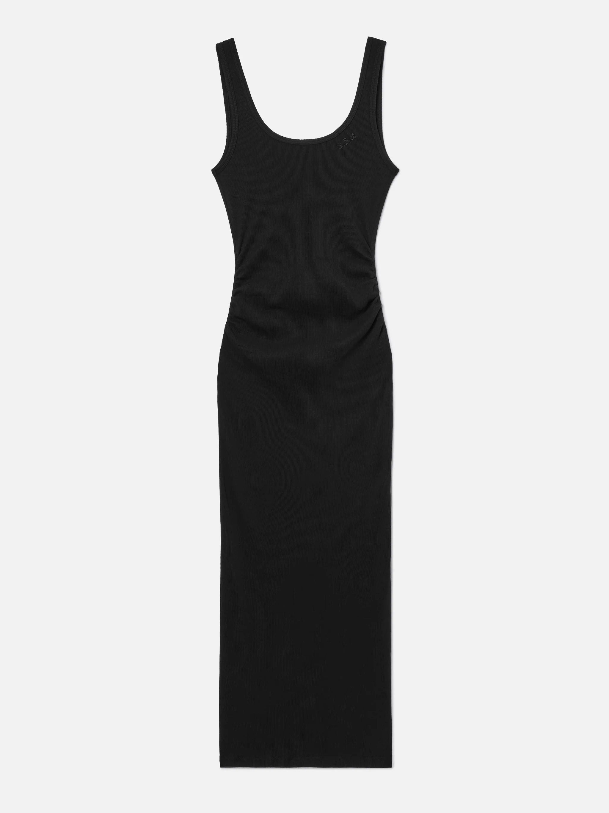 Midi Jennifer dress in black ribbed stretch cotton fabric - Image 4