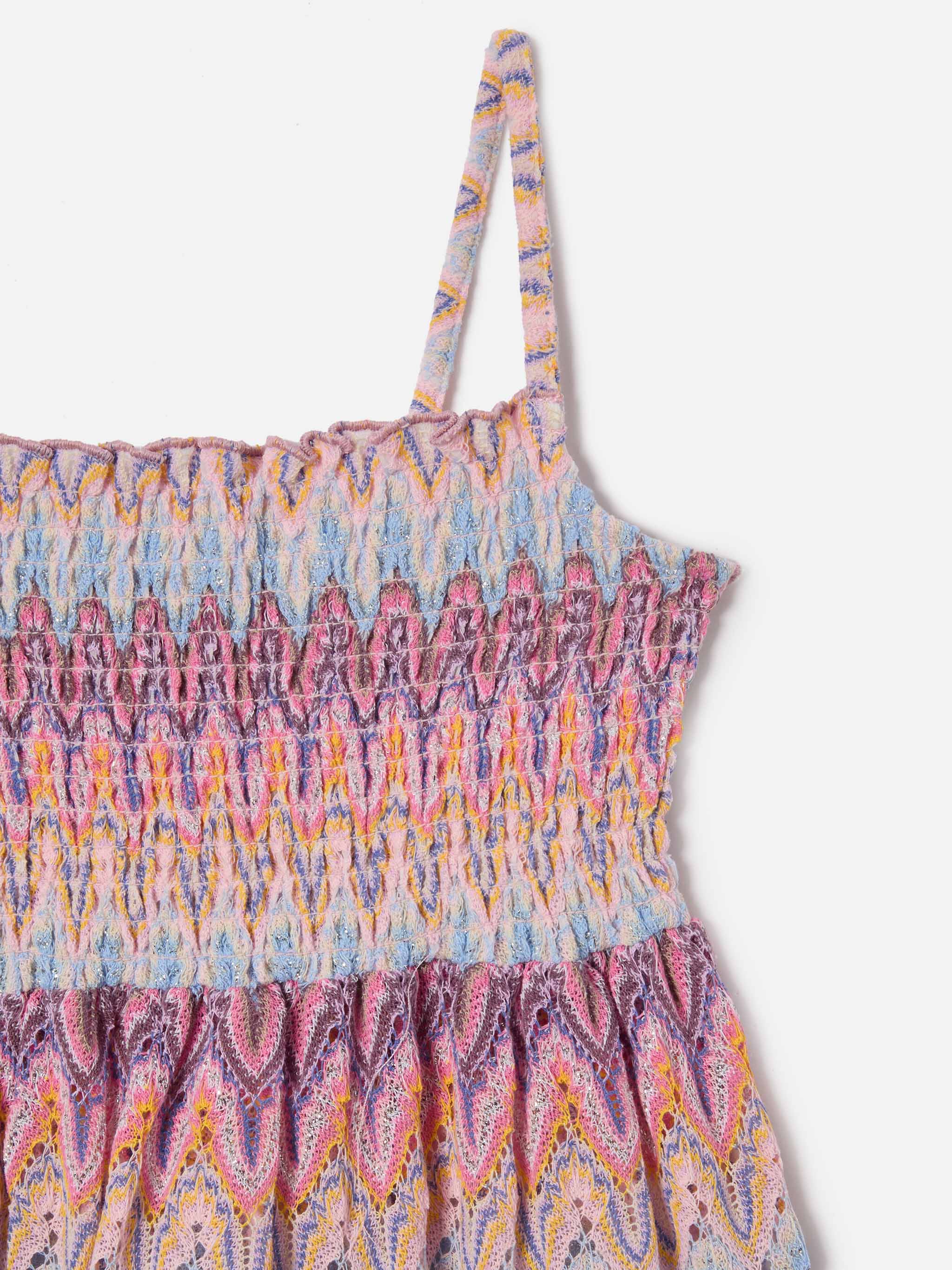 Miki raschel knit sundress with pastel flame pattern - Image 3