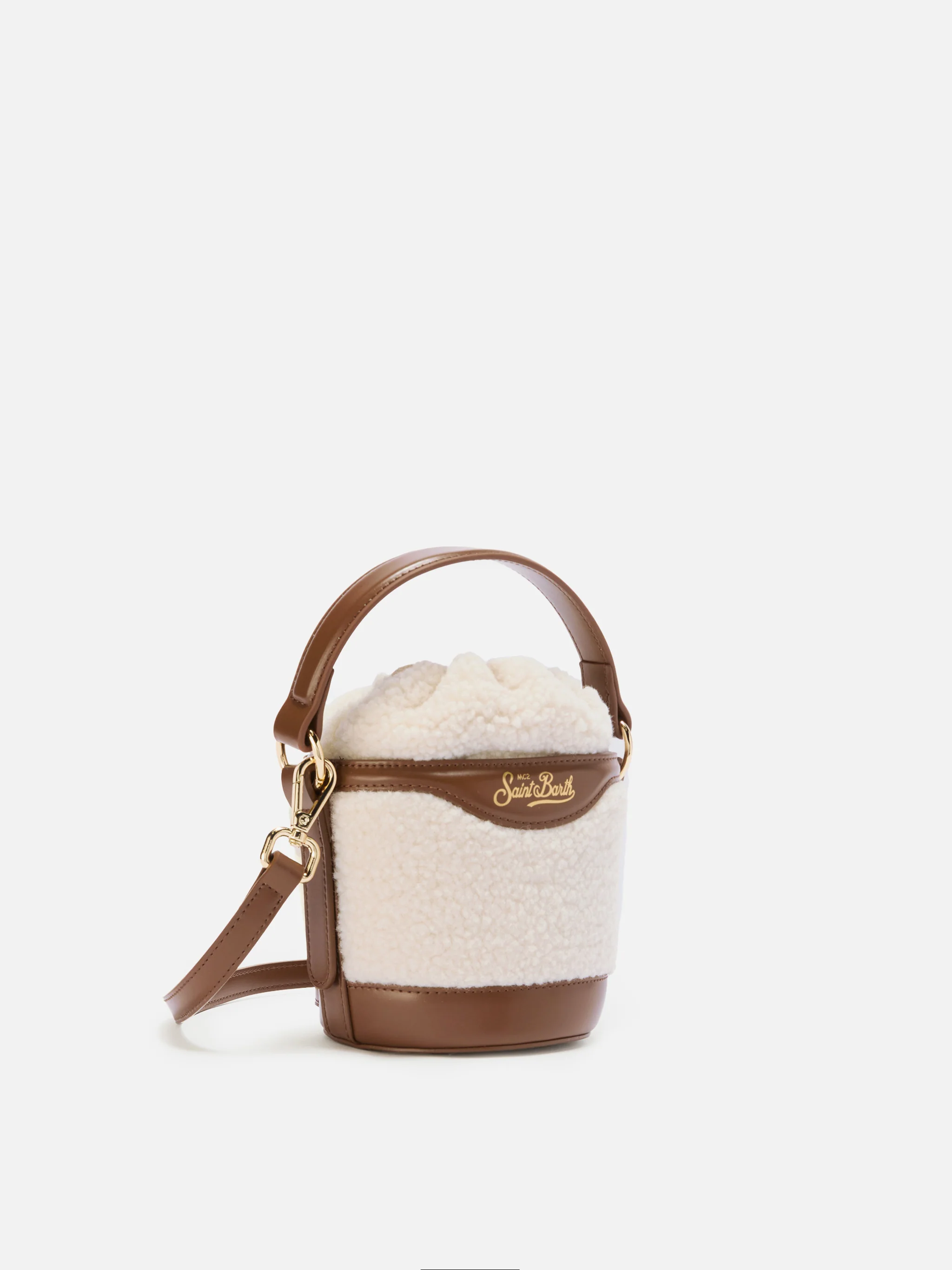 Mila Teddy Bucket Bag in white sherpa - Image 3