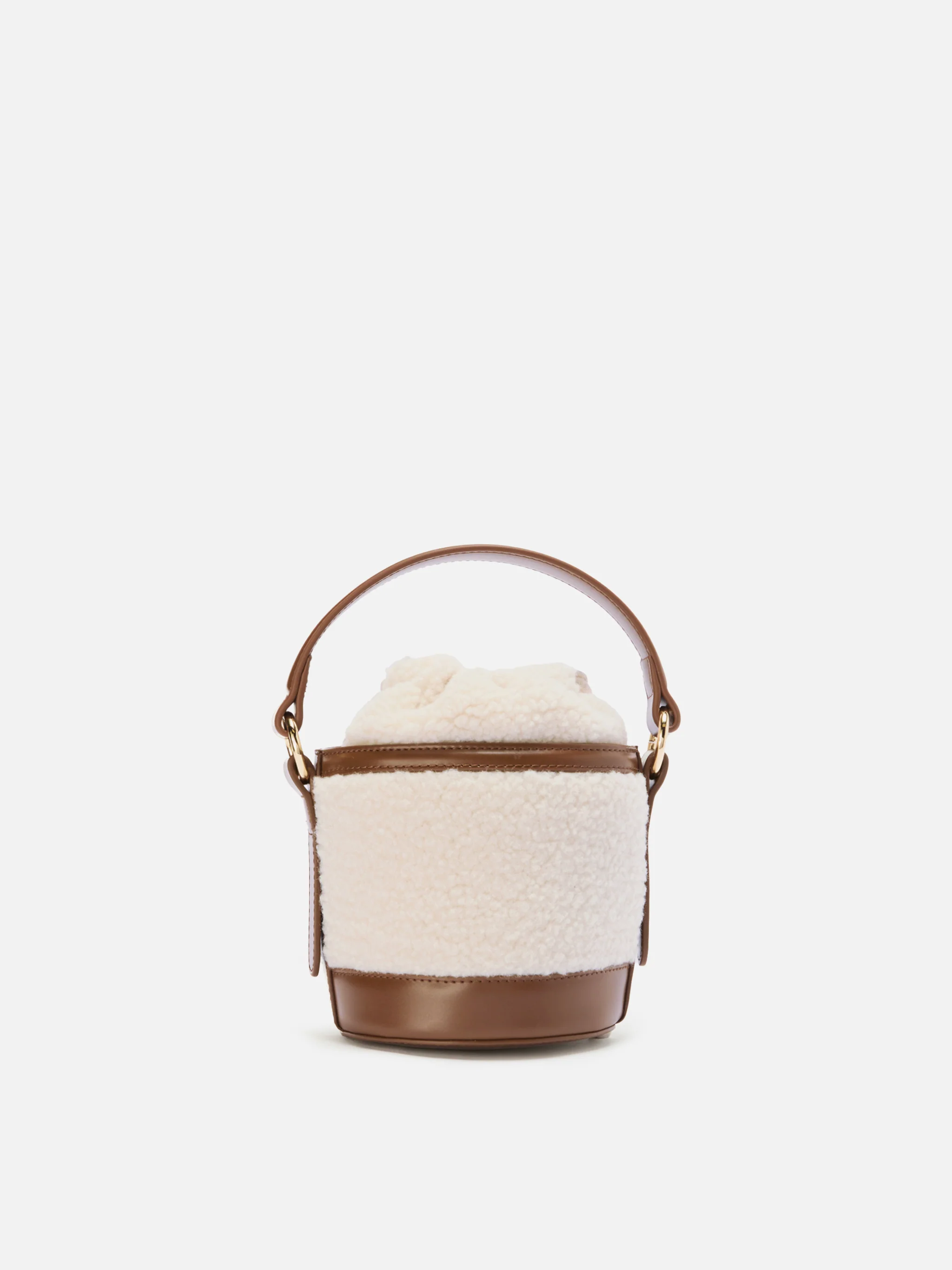 Mila Teddy Bucket Bag in white sherpa - Image 4