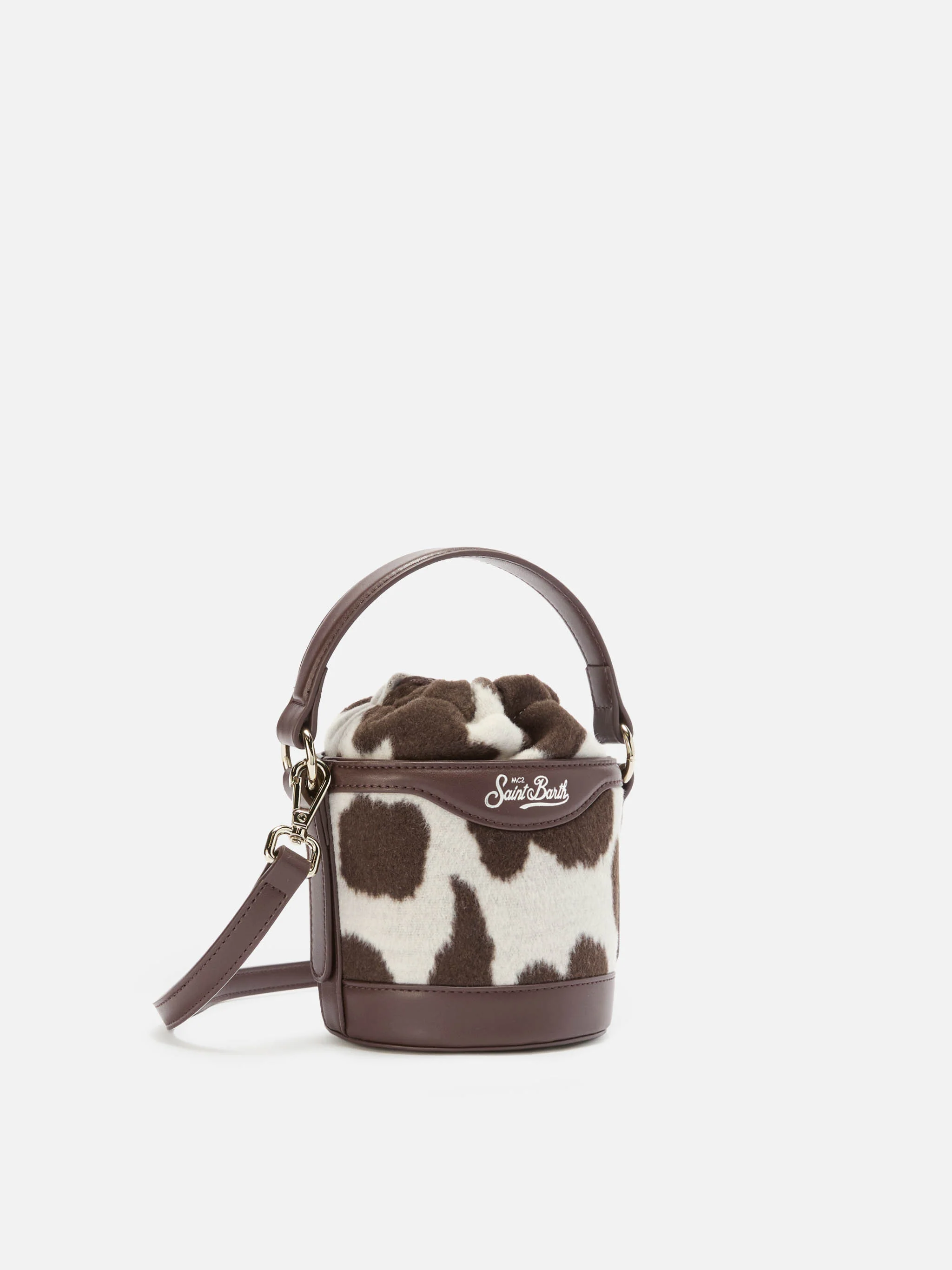 Mila Tweed Bucket Bag in cow-print tweed wool blend - Image 3
