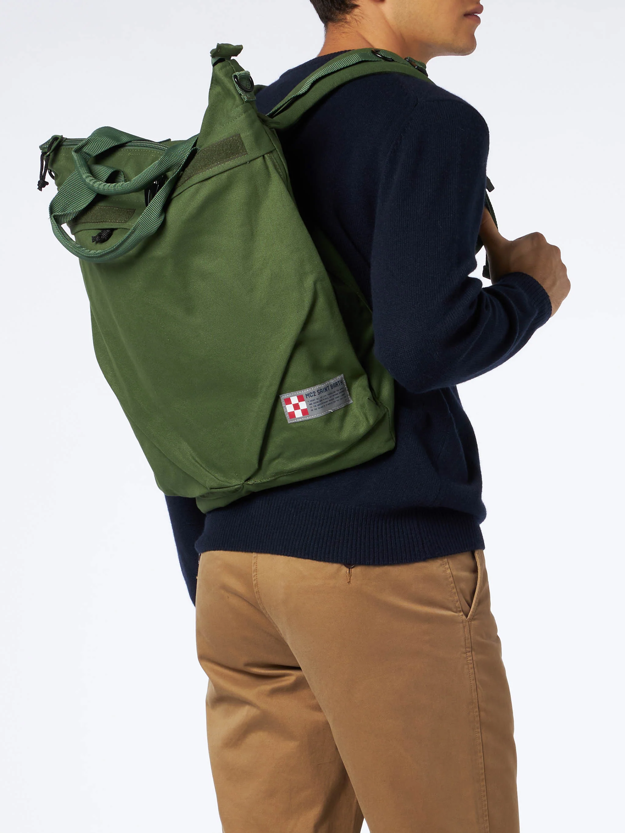 Military green canvas backpack - Image 2