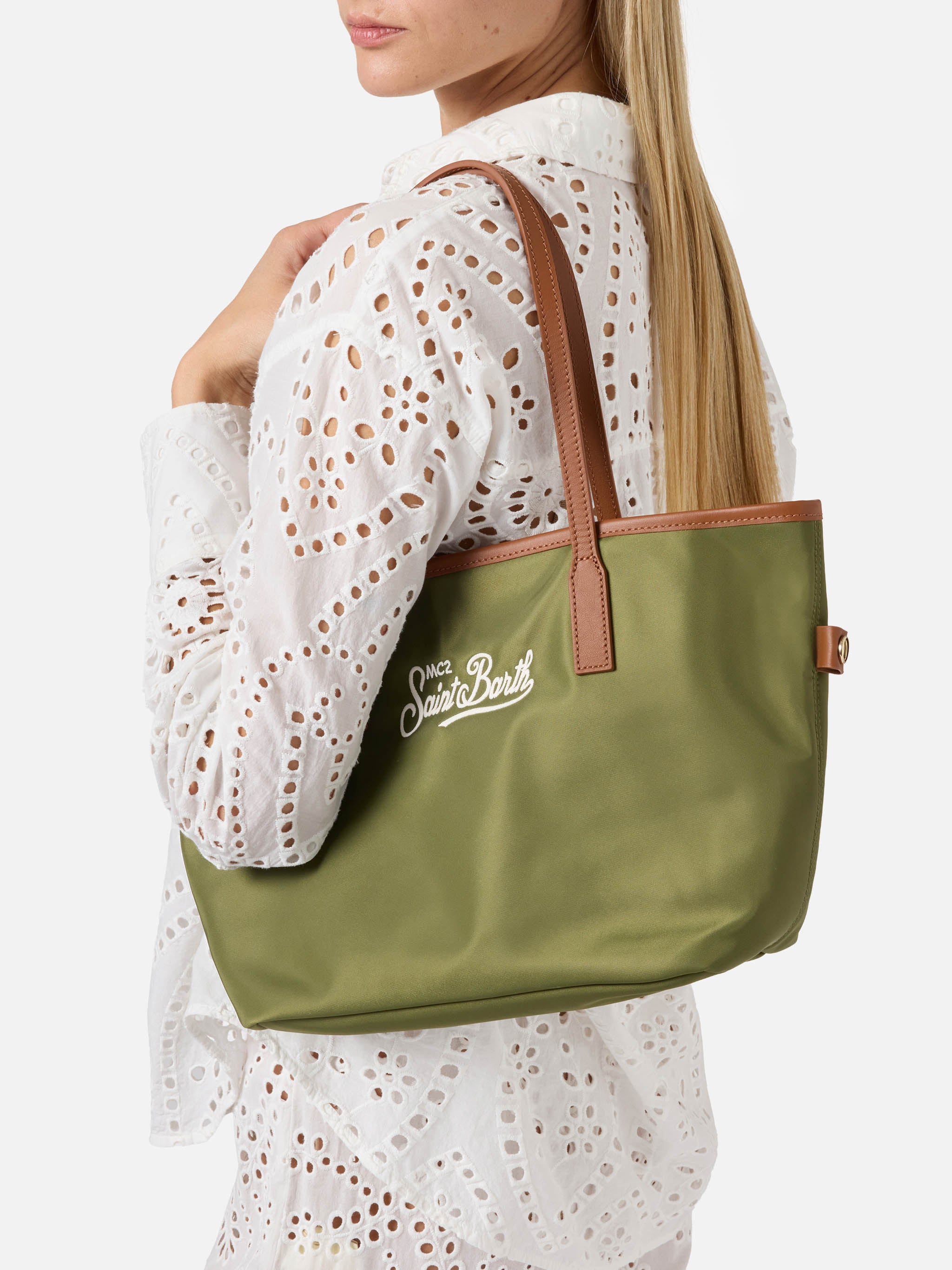 Military green City medium nylon bag - Image 2