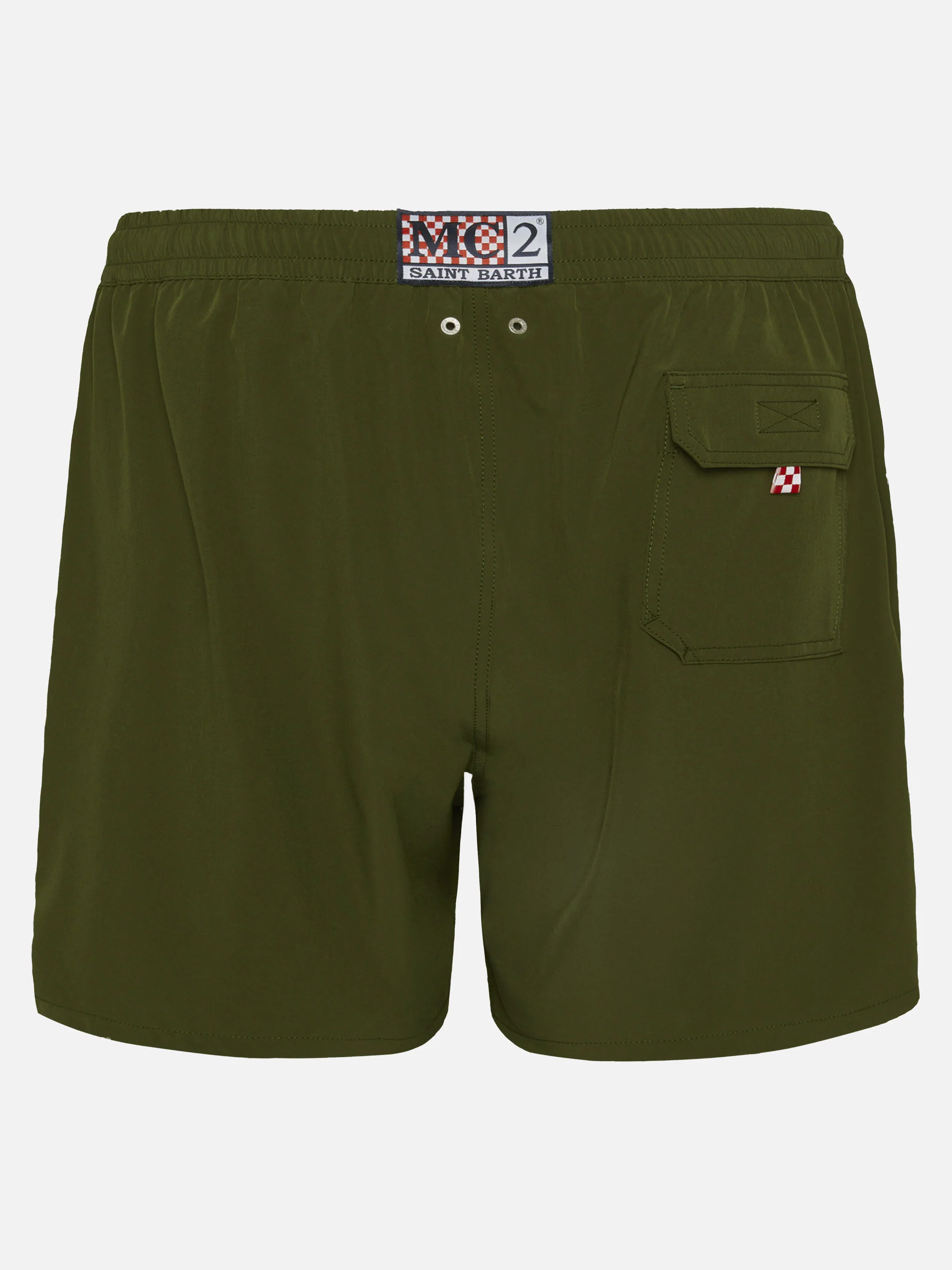 Military green Comfort swim shorts  with St. Barth embroidery - Image 2