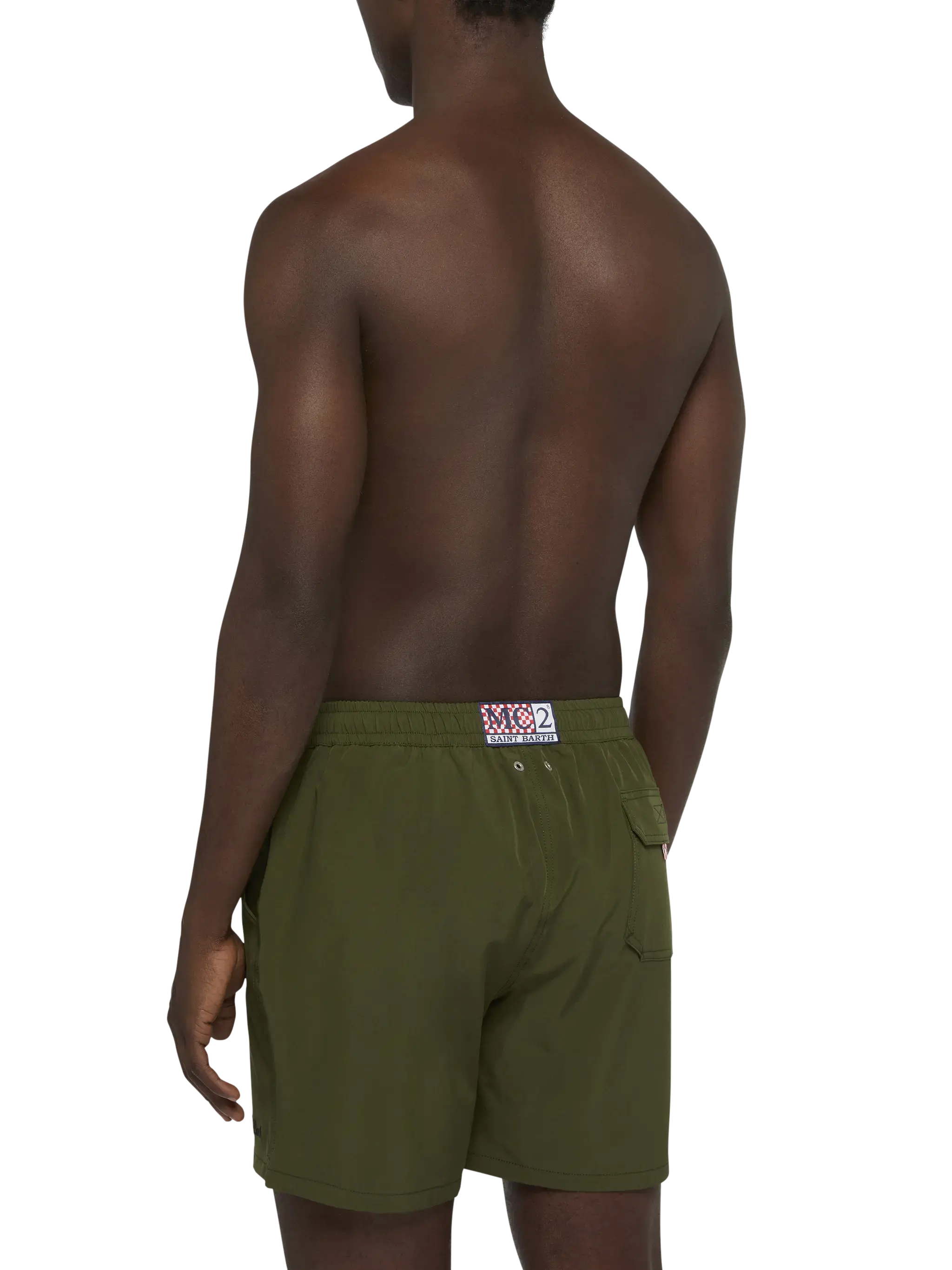 Military green Comfort swim shorts  with St. Barth embroidery - Image 5