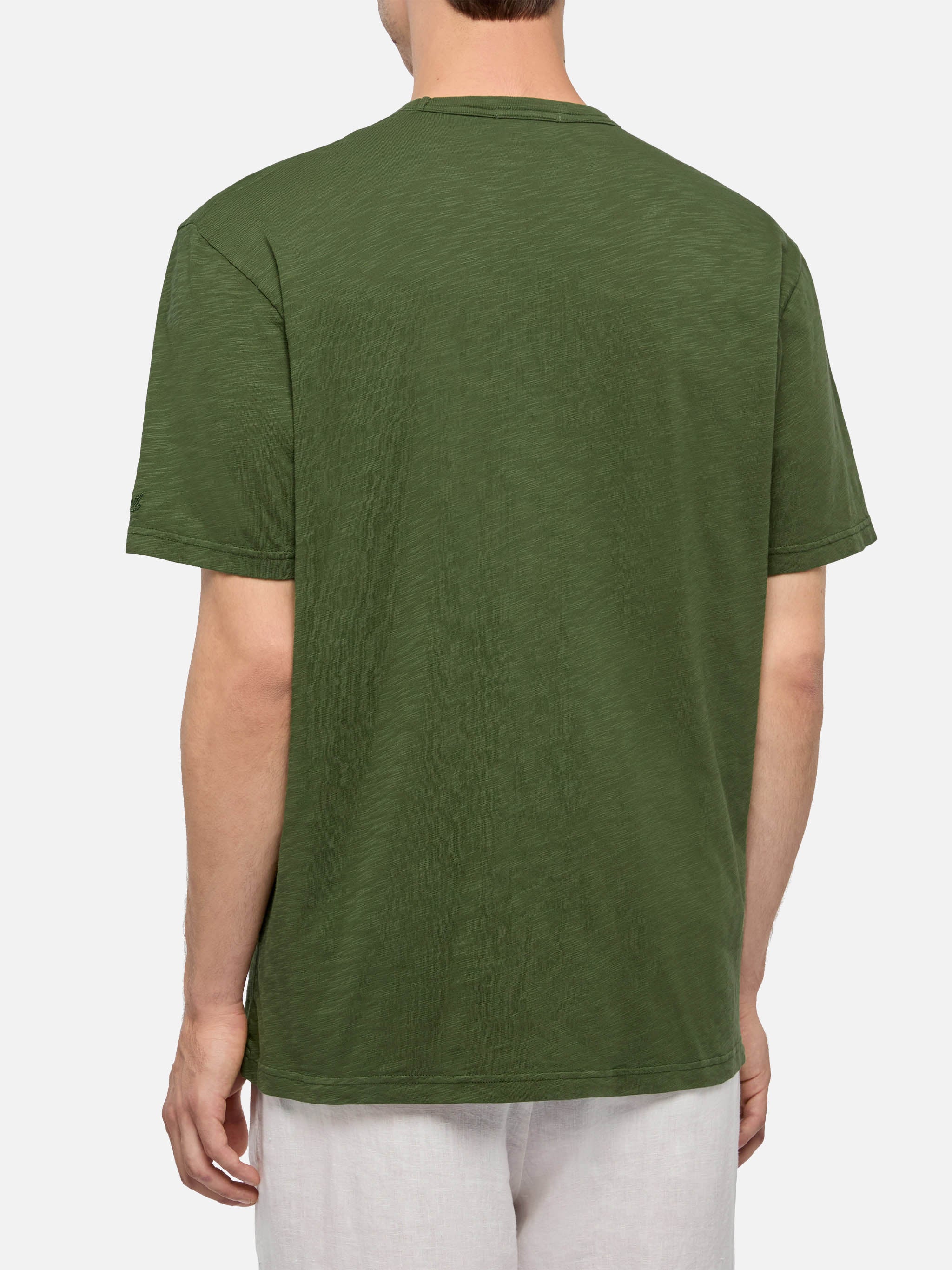 President flamed cotton t-shirt in military green solid color - Image 4
