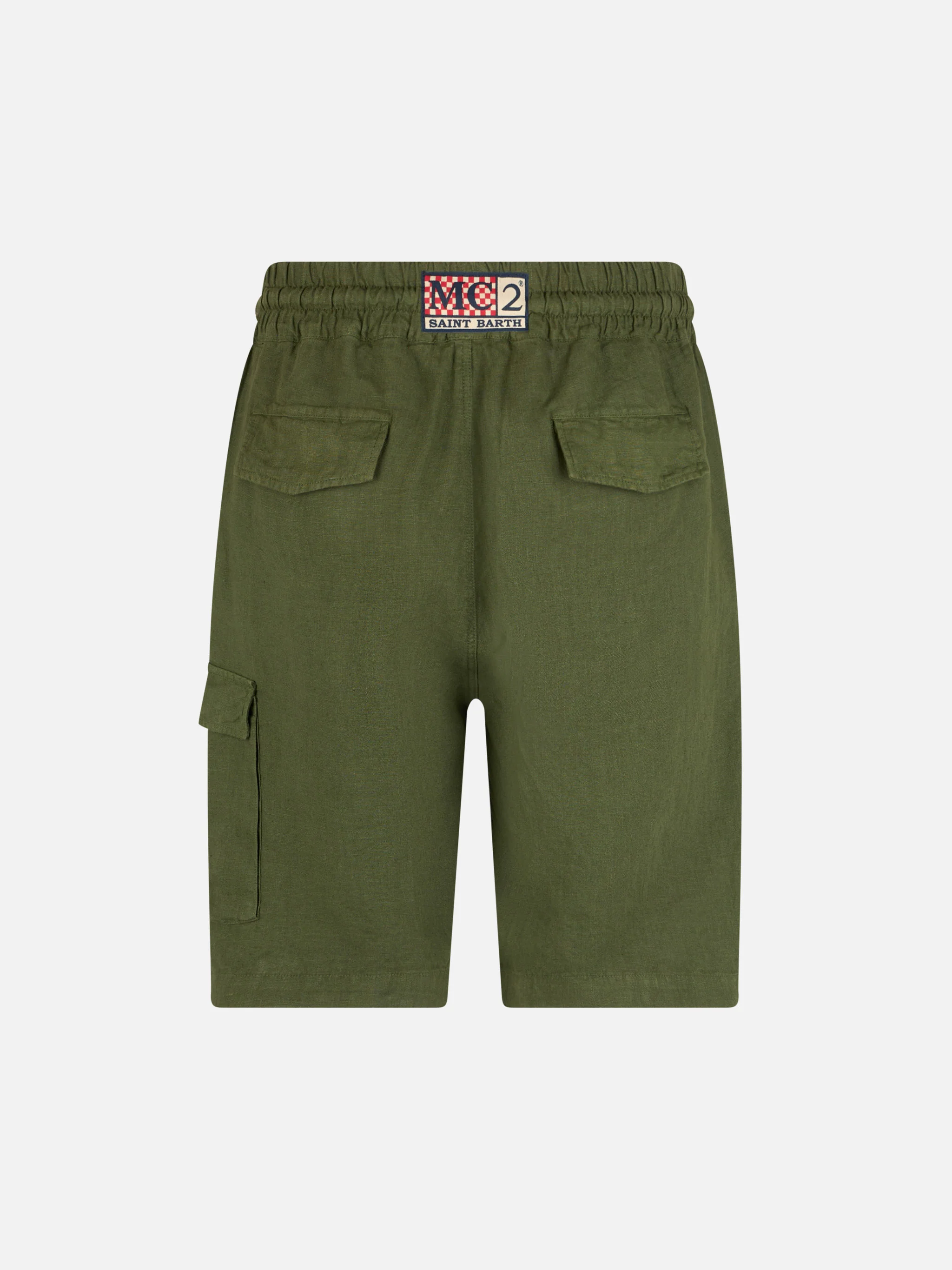 Military green linen bermuda Marseille - Image 5