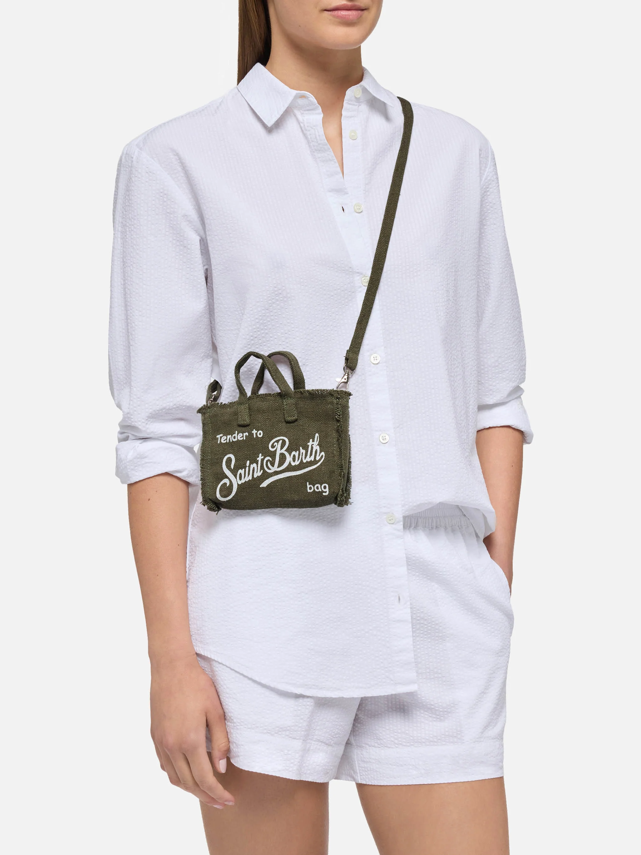 Military green linen Phone Bag - Image 2