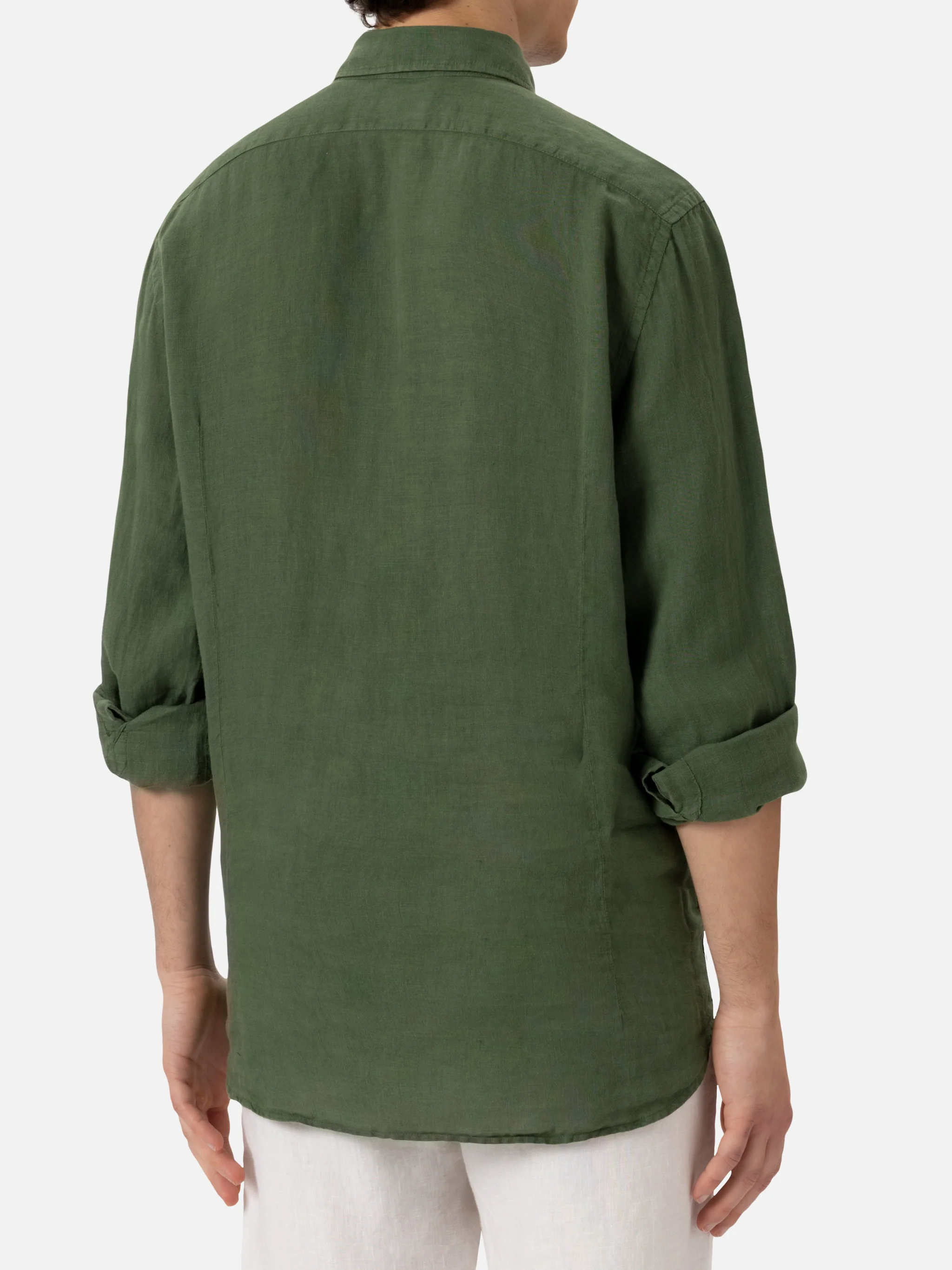 Military green linen shirt Pamplona - Image 3