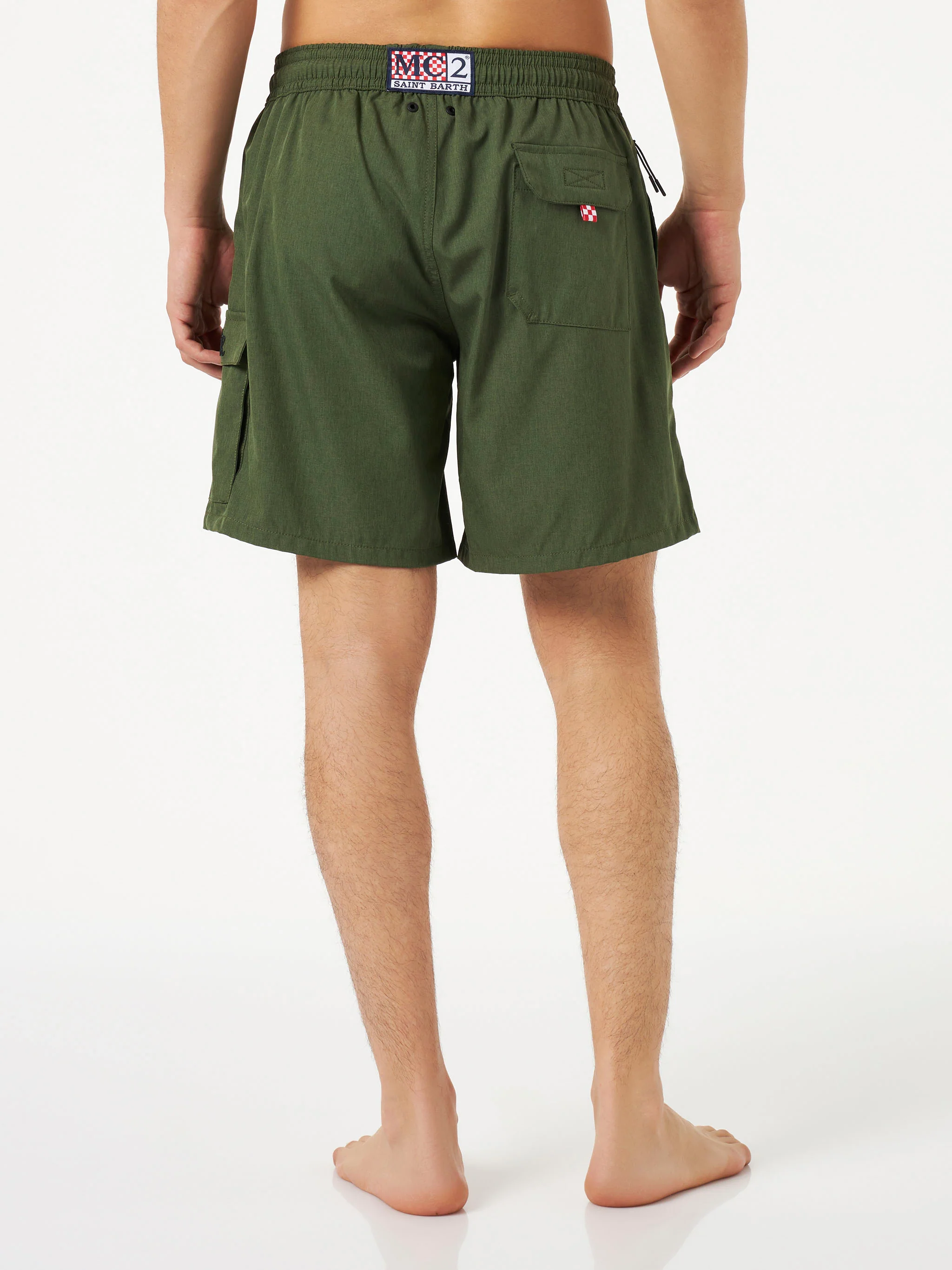 Military green stretch swim shorts Comfort - Image 4