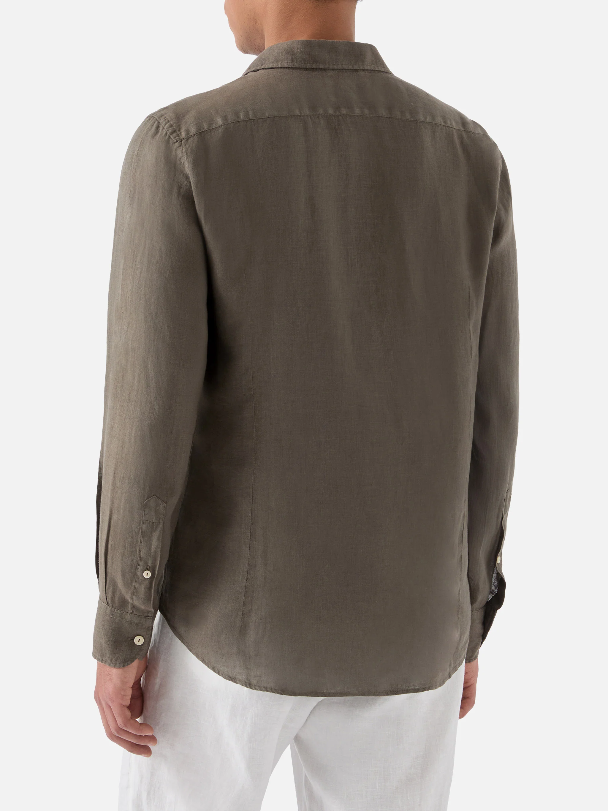 Military green Pamplona shirt in pure linen - Image 3