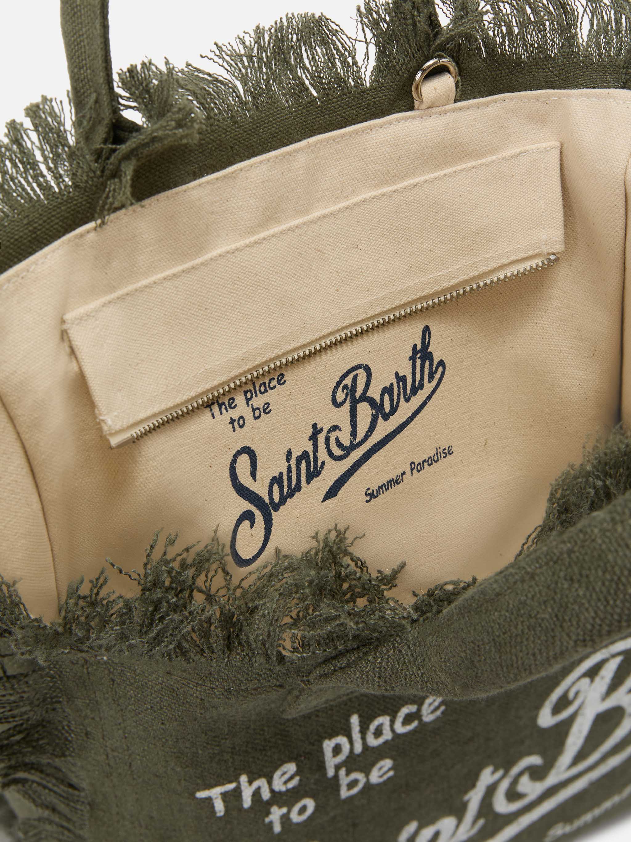 Military green solid color linen Colette bag - Image 3
