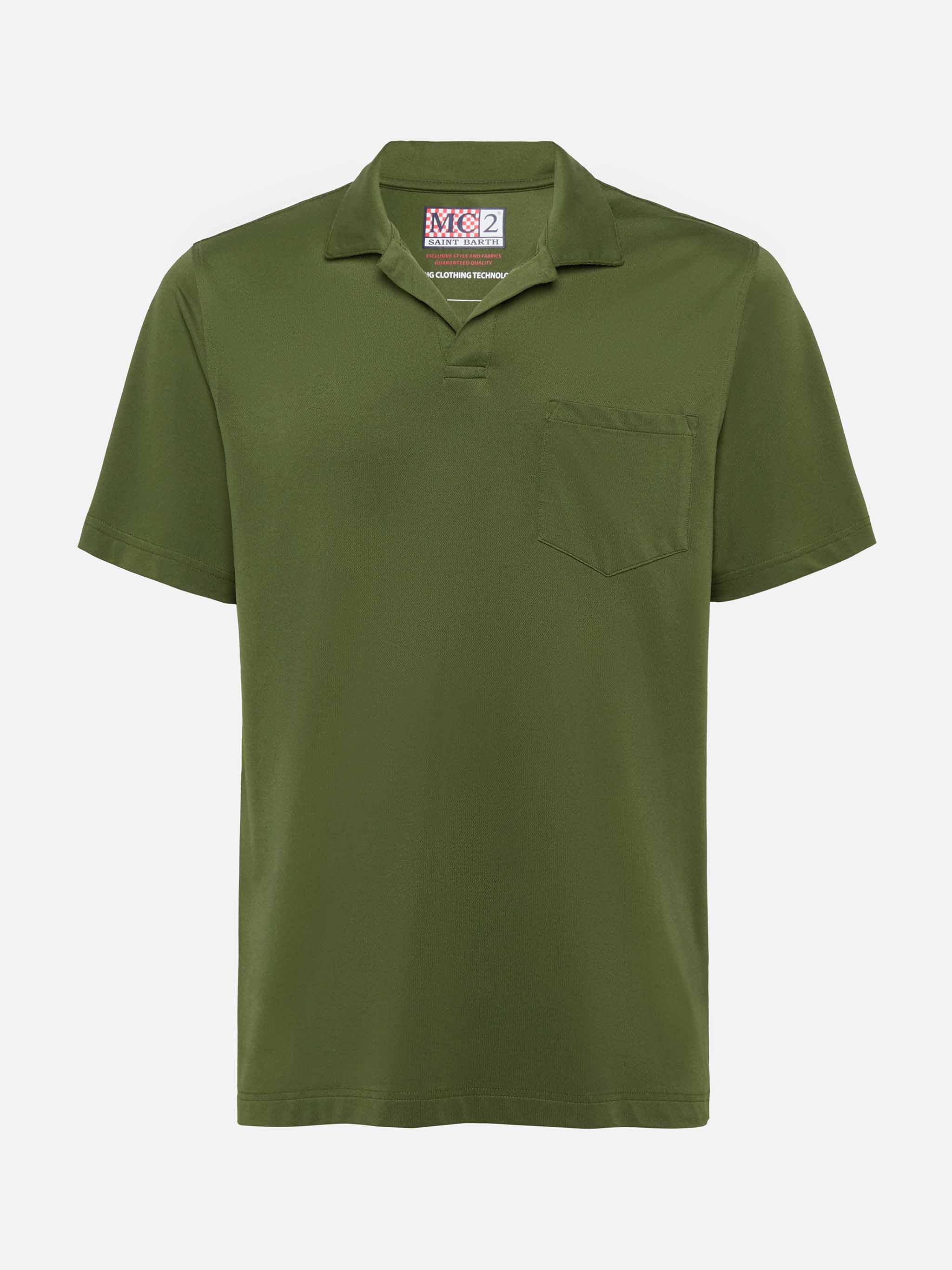 Military green technical piquet polo shirt Camber - Image 4