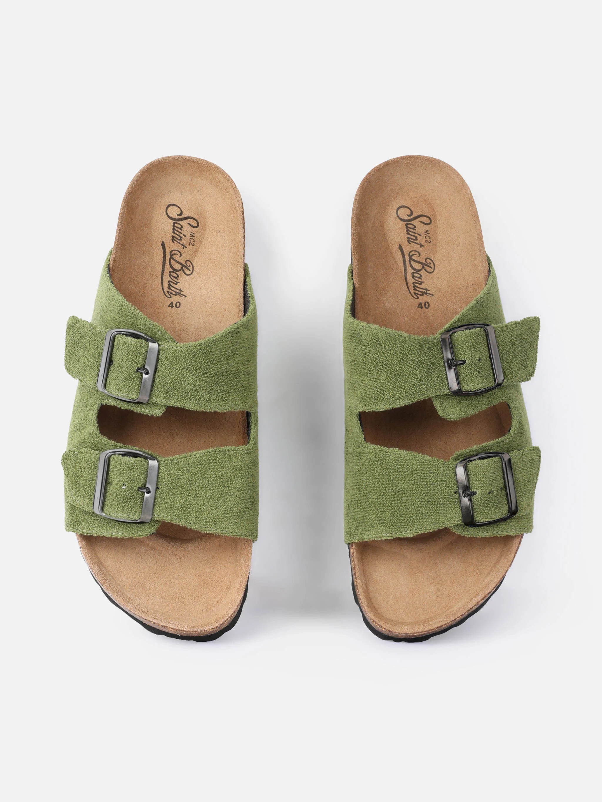 Military green terry man sandals - Image 2