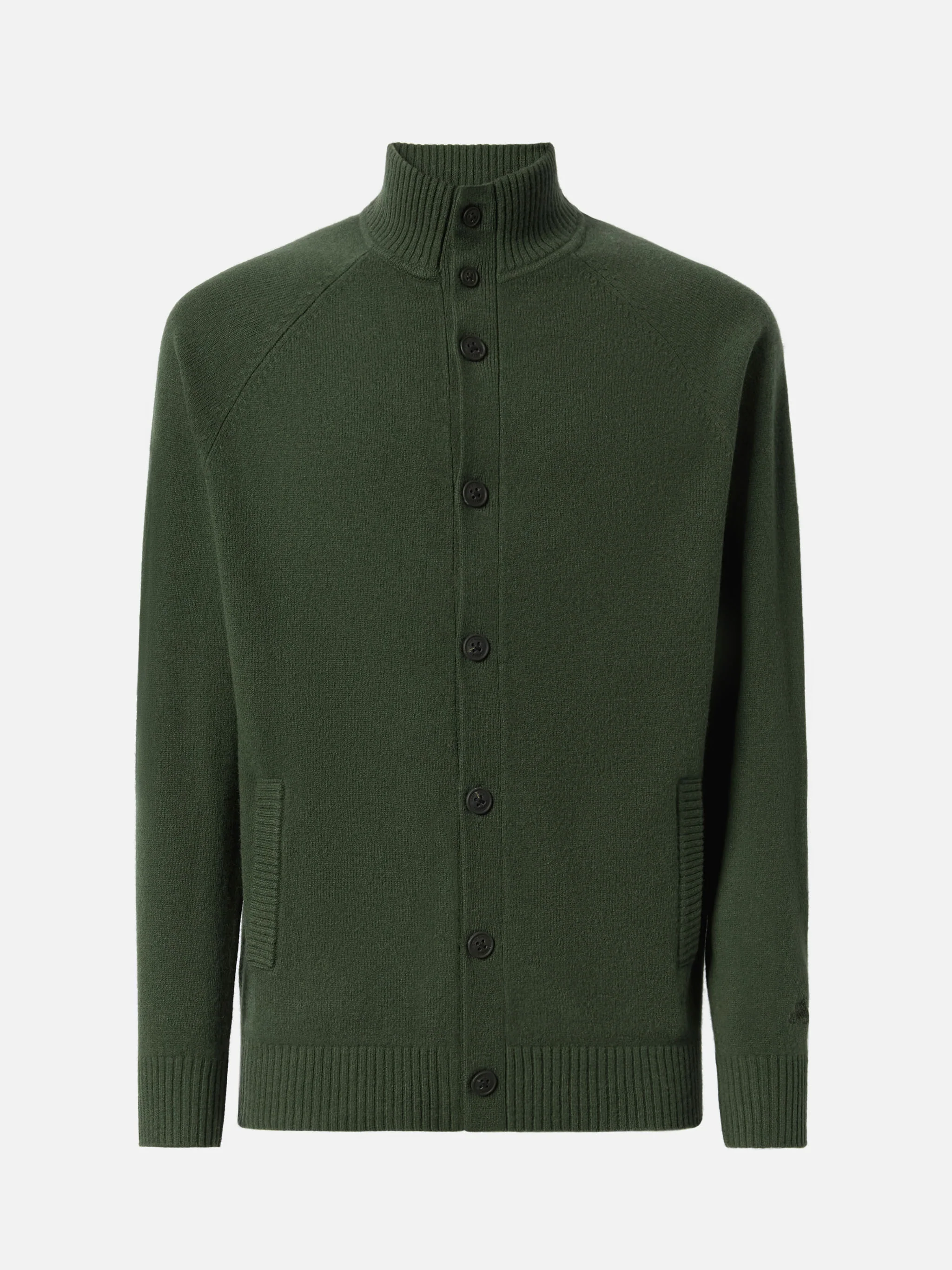 Military green cardigan Galway in 100% lambswool - Image 5