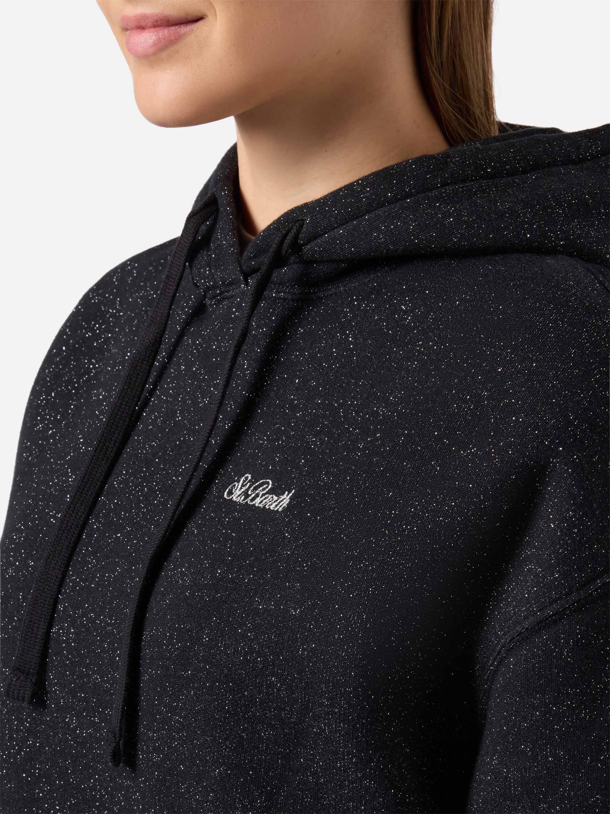 Mindy hoodie in black cotton–lurex blend - Image 3